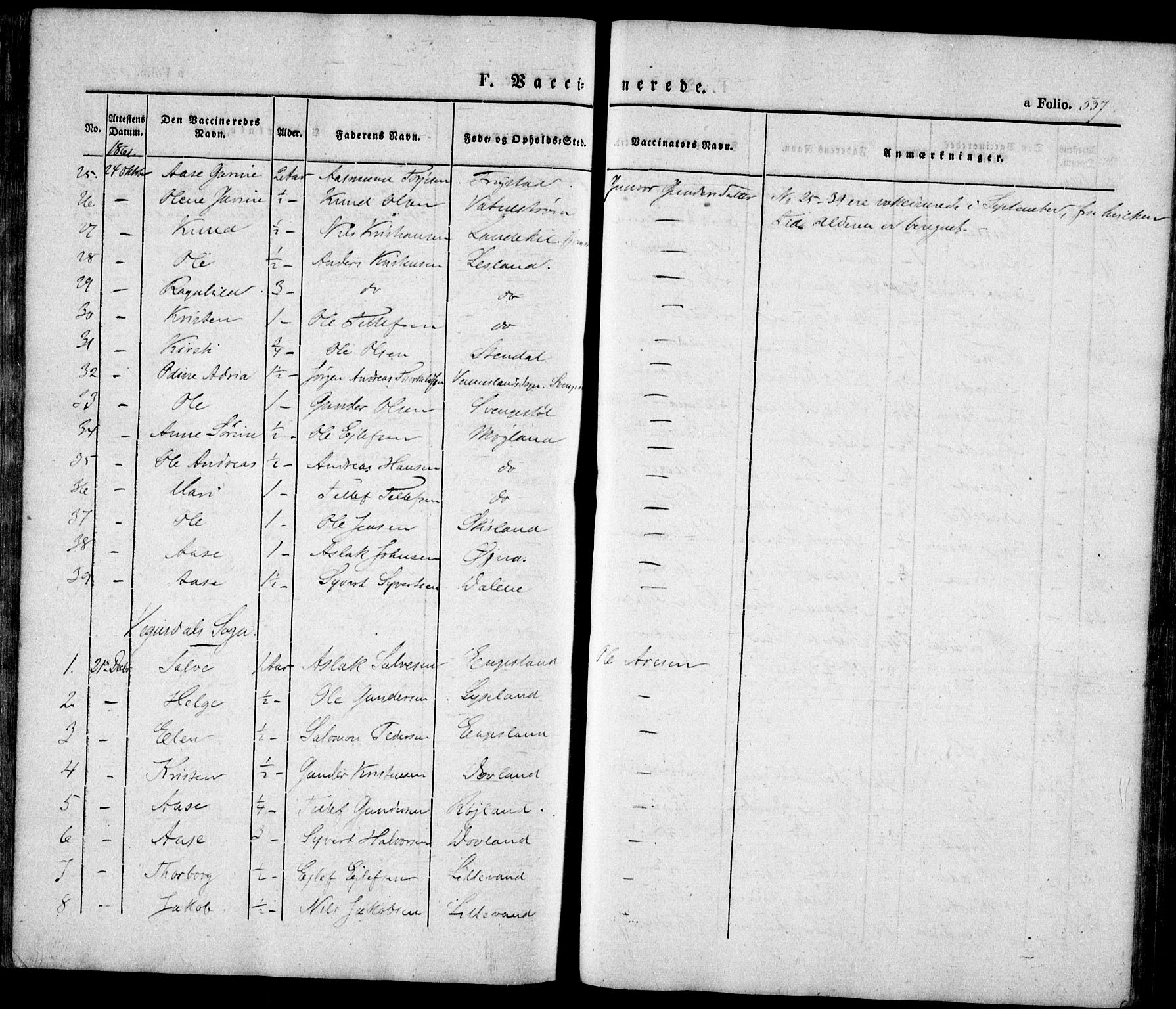 Evje sokneprestkontor, AV/SAK-1111-0008/F/Fa/Faa/L0005: Parish register (official) no. A 5, 1843-1865, p. 537