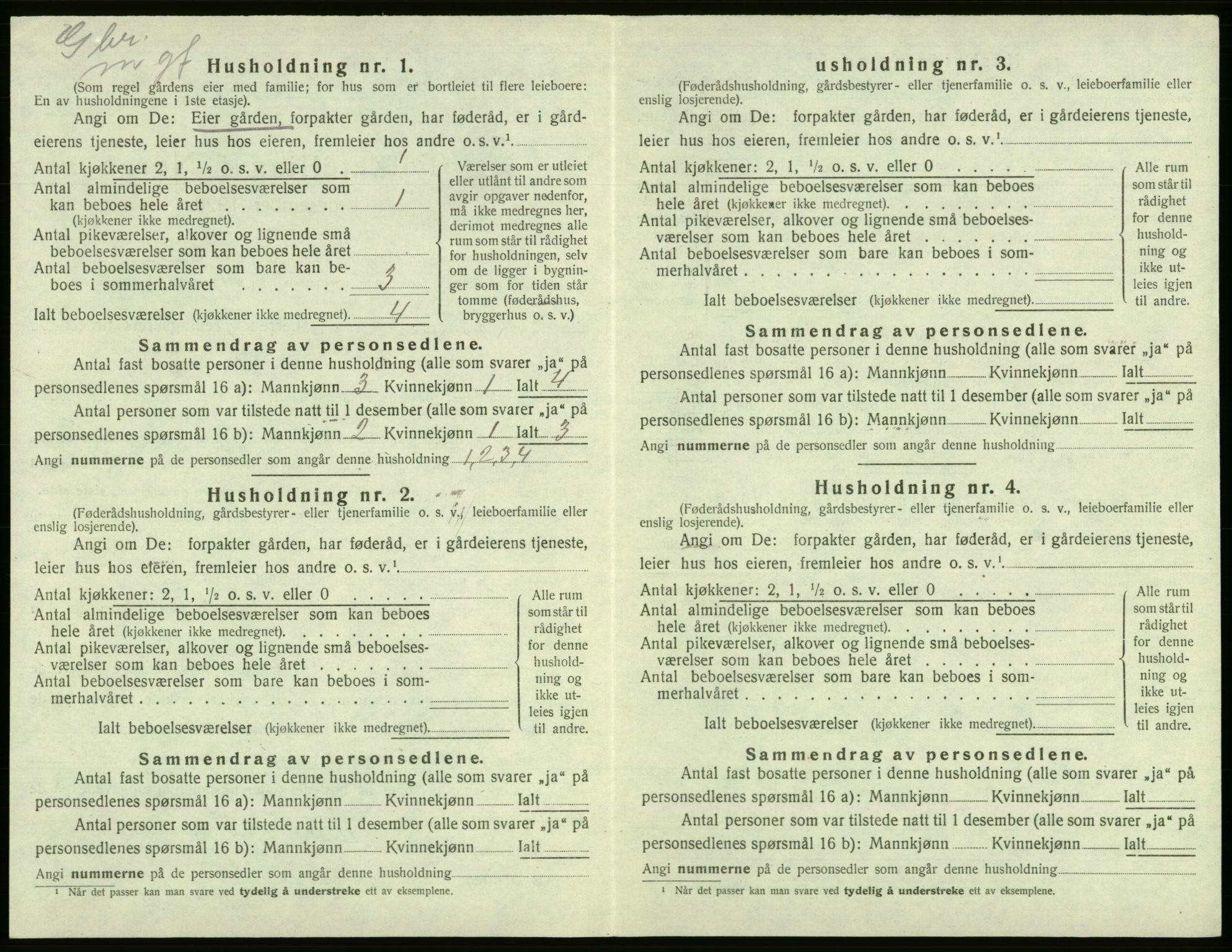 SAB, 1920 census for Tysnes, 1920, p. 1390