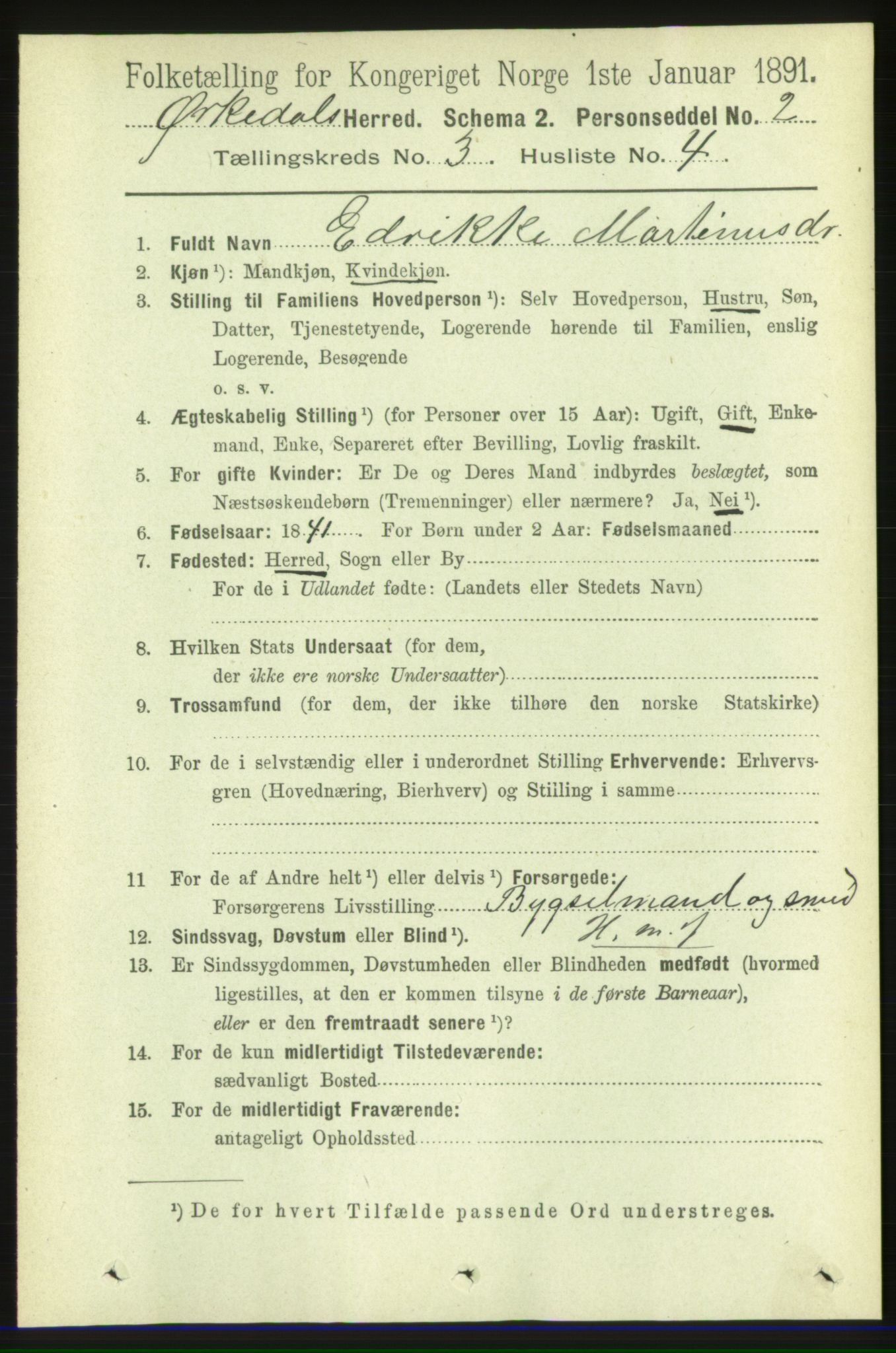 RA, 1891 census for 1638 Orkdal, 1891, p. 1492