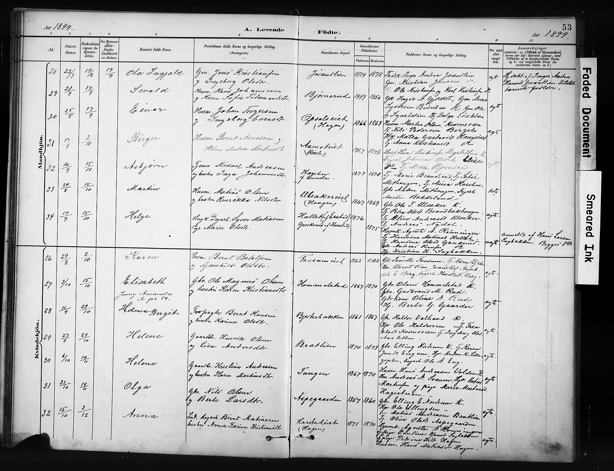 Nordre Land prestekontor, AV/SAH-PREST-124/H/Ha/Hab/L0012: Parish register (copy) no. 12, 1891-1909, p. 53