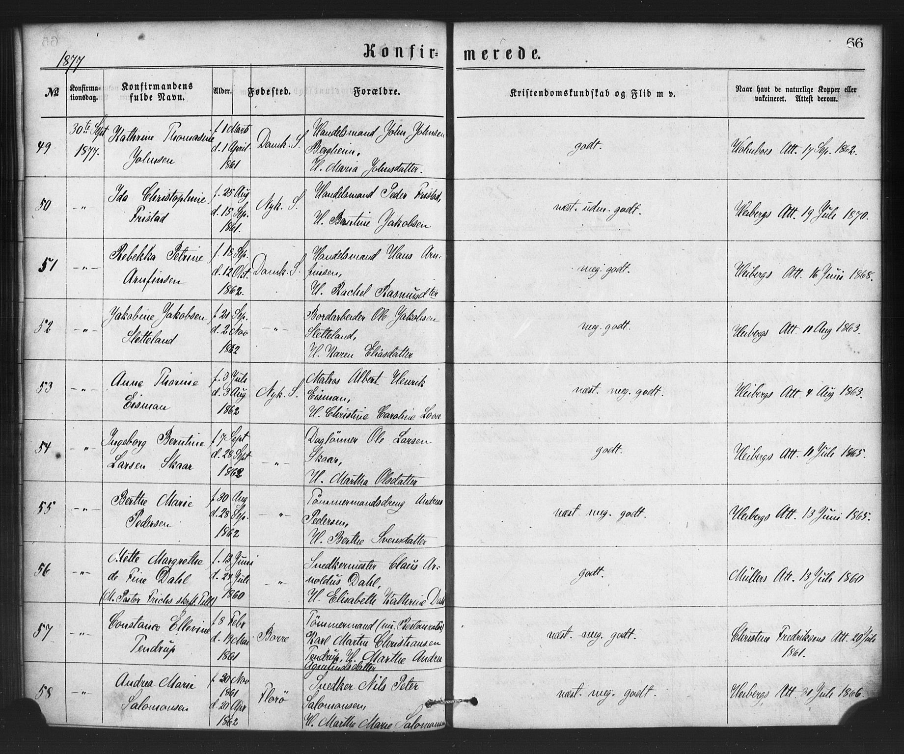 Nykirken Sokneprestembete, SAB/A-77101/H/Haa/L0026: Parish register (official) no. C 5, 1870-1886, p. 66