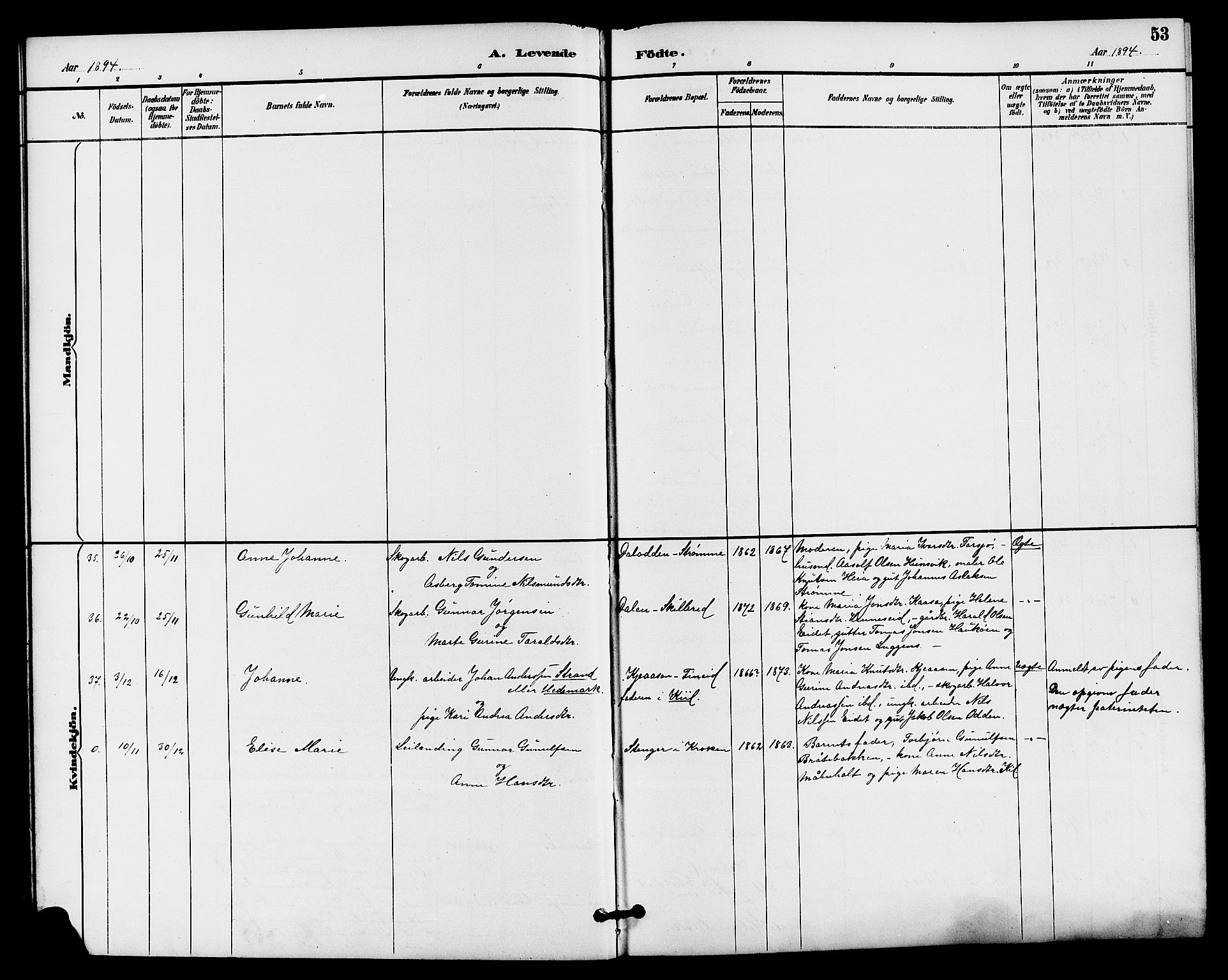 Drangedal kirkebøker, SAKO/A-258/G/Ga/L0003: Parish register (copy) no. I 3, 1887-1906, p. 53