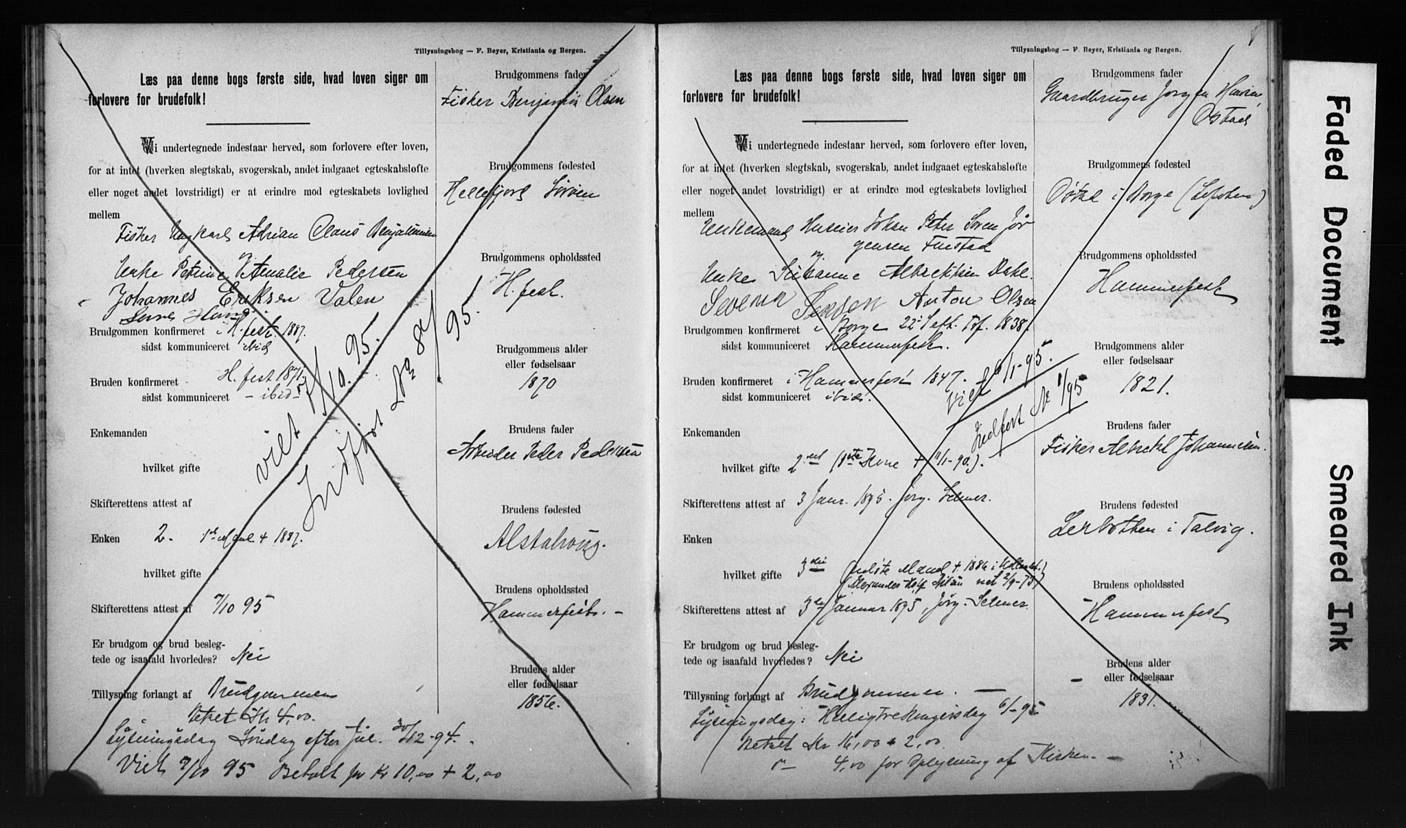 Hammerfest sokneprestkontor, AV/SATØ-S-1347/I/Ib/L0070/0003: Banns register no. 70.3, 1893-1896