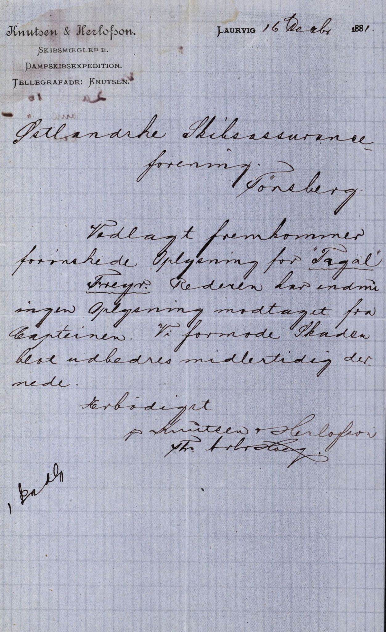 Pa 63 - Østlandske skibsassuranceforening, VEMU/A-1079/G/Ga/L0014/0006: Havaridokumenter / Hasselø, Argonaut, Freyr, 1881, p. 29