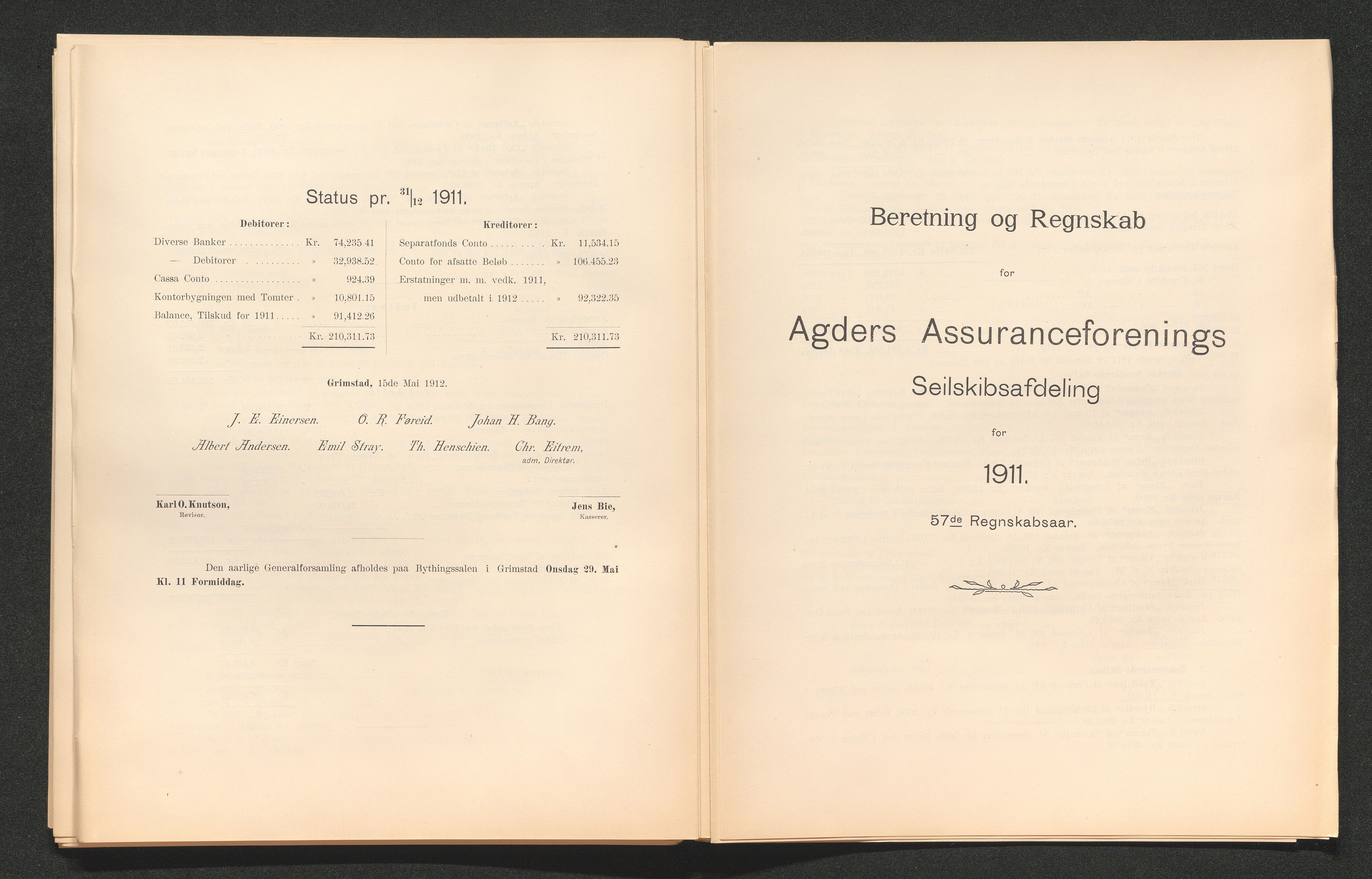 Agders Gjensidige Assuranceforening, AAKS/PA-1718/05/L0003: Regnskap, seilavdeling, pakkesak, 1890-1912