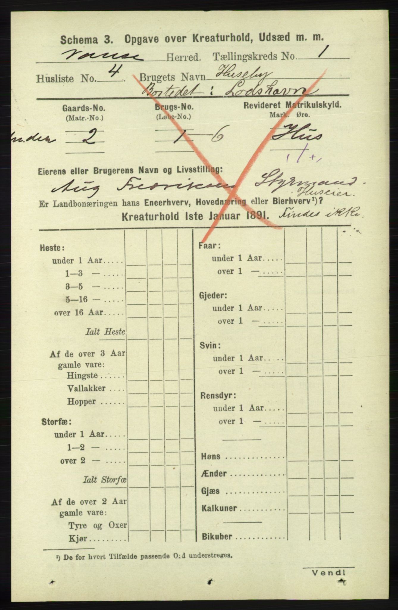 RA, 1891 census for 1041 Vanse, 1891, p. 7810