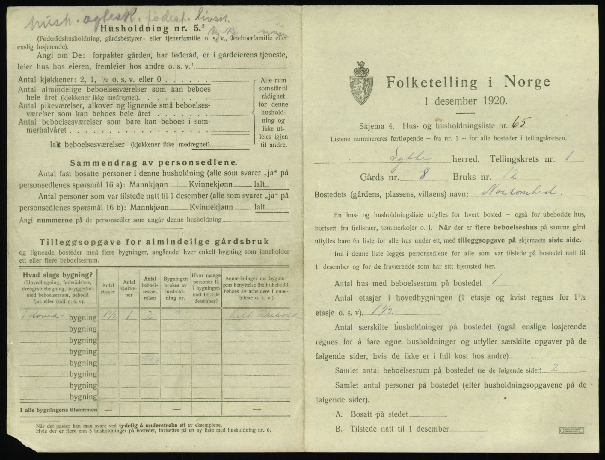 SAT, 1920 census for Sylte, 1920, p. 151