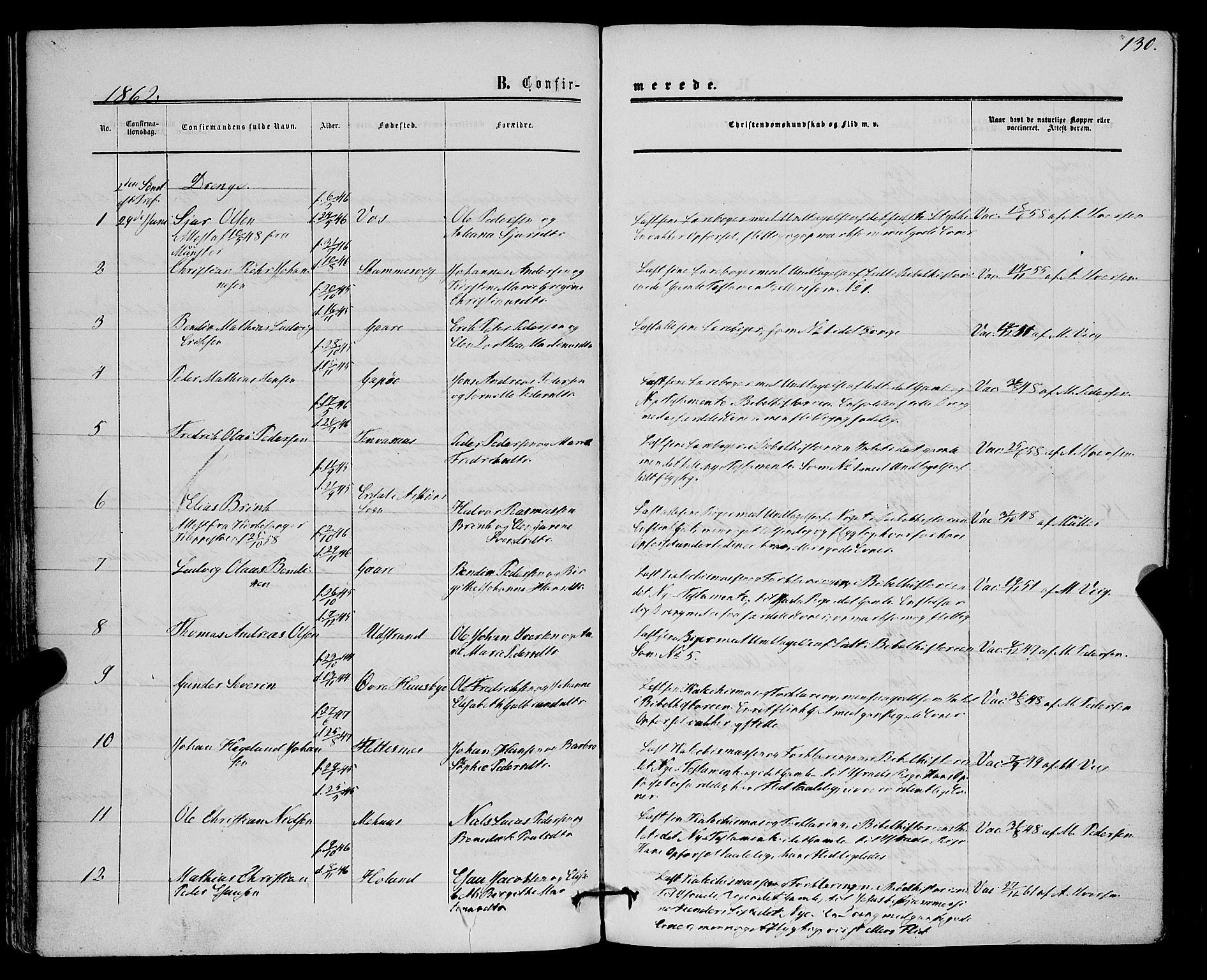 Kvæfjord sokneprestkontor, SATØ/S-1323/G/Ga/Gaa/L0004kirke: Parish register (official) no. 4, 1857-1877, p. 130