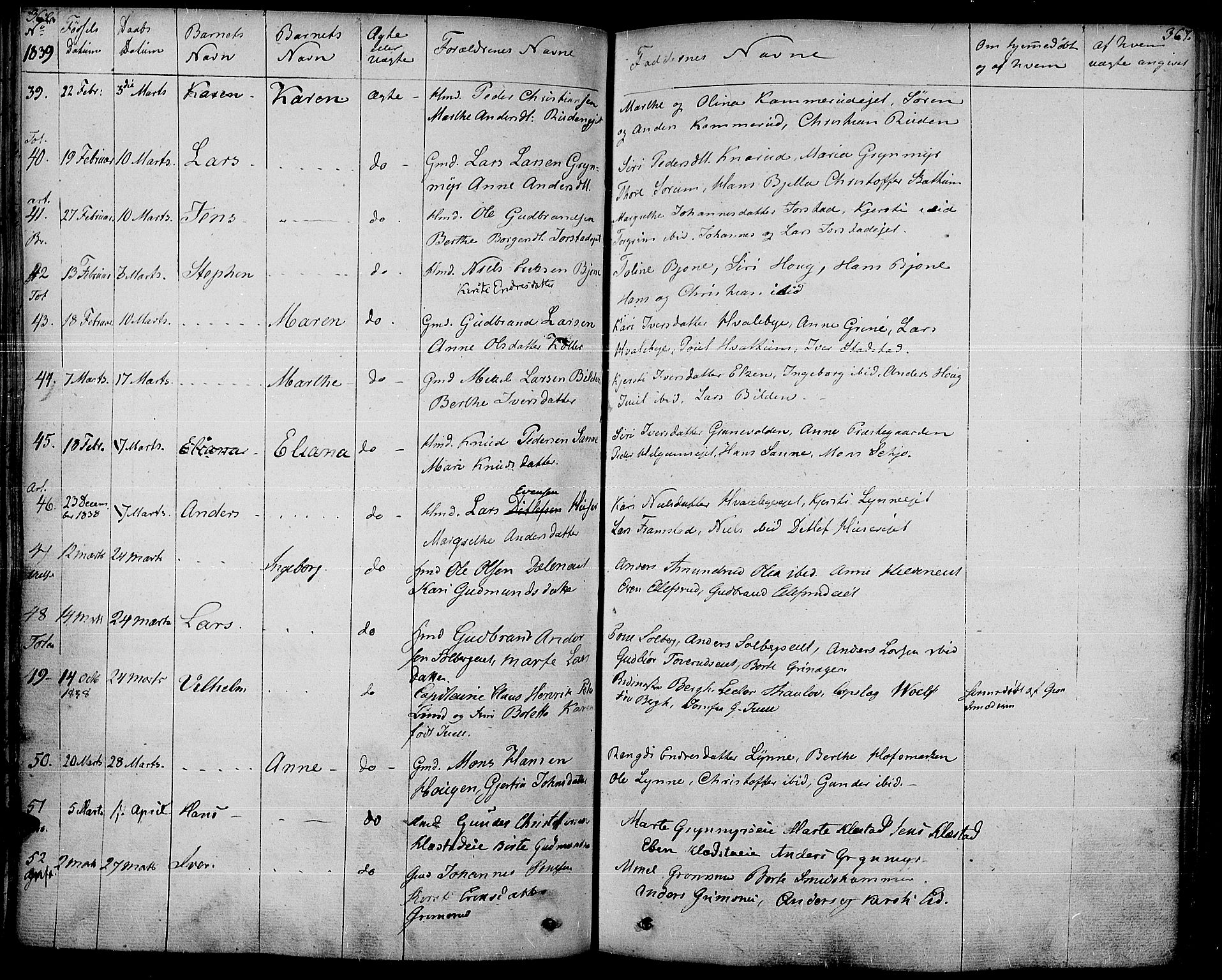 Gran prestekontor, AV/SAH-PREST-112/H/Ha/Haa/L0010: Parish register (official) no. 10, 1824-1842, p. 366-367