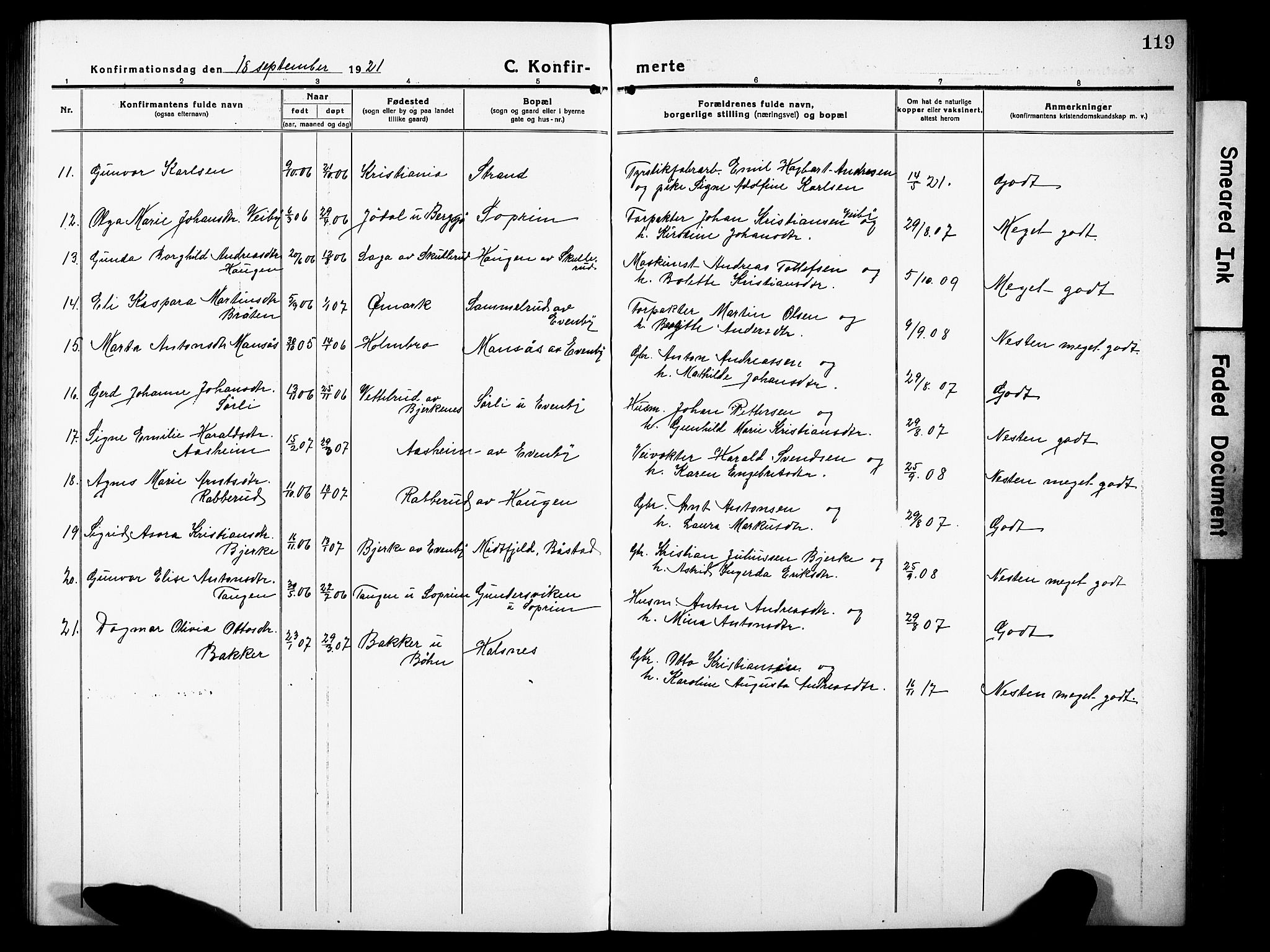 Høland prestekontor Kirkebøker, SAO/A-10346a/G/Gb/L0002: Parish register (copy) no. II 2, 1915-1933, p. 119