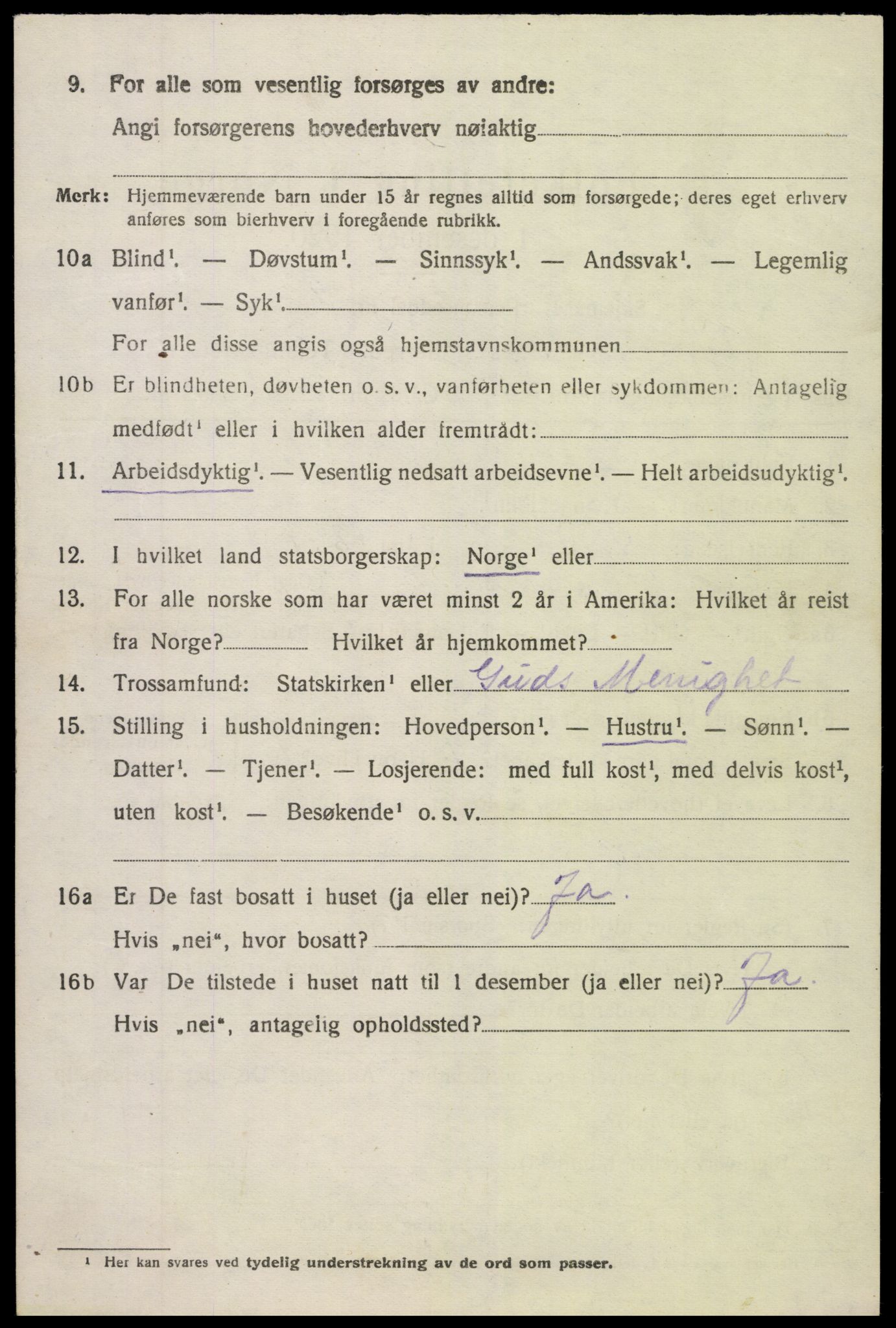 SAK, 1920 census for Vegårshei, 1920, p. 3281