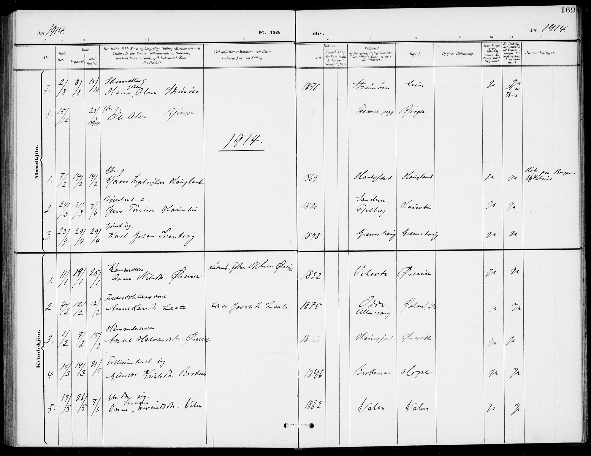 Sveio Sokneprestembete, AV/SAB-A-78501/H/Haa: Parish register (official) no. C 3, 1899-1916, p. 169