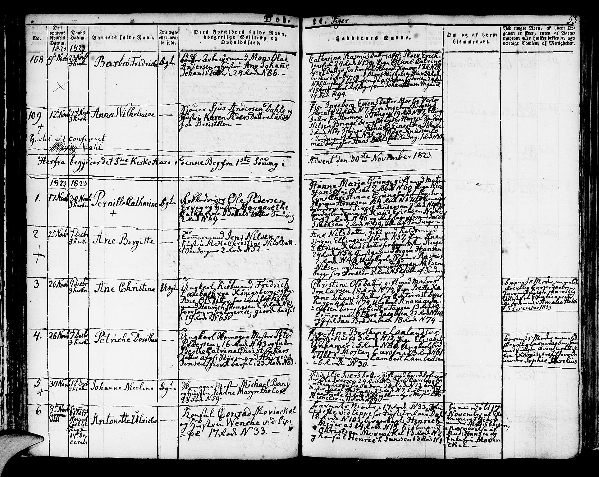 Korskirken sokneprestembete, AV/SAB-A-76101/H/Hab: Parish register (copy) no. A 3, 1821-1831, p. 53