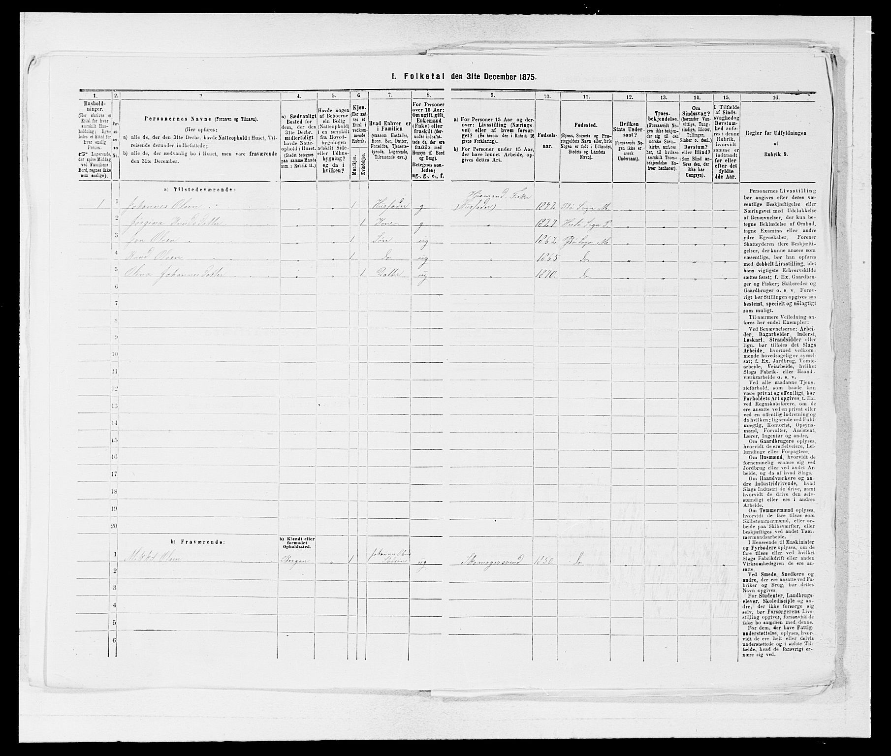 SAB, 1875 census for 1261P Manger, 1875, p. 1420