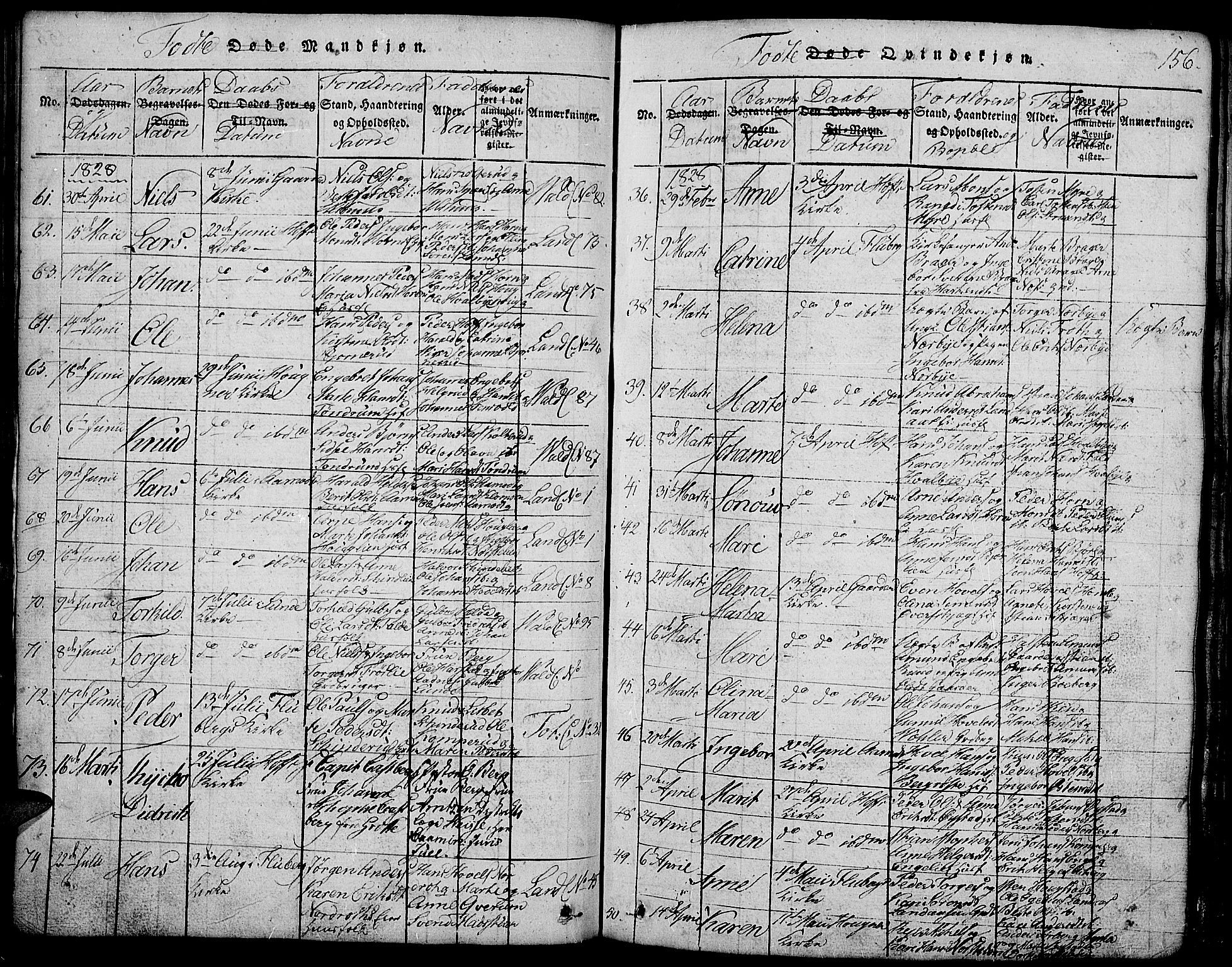 Land prestekontor, AV/SAH-PREST-120/H/Ha/Hab/L0001: Parish register (copy) no. 1, 1814-1833, p. 156