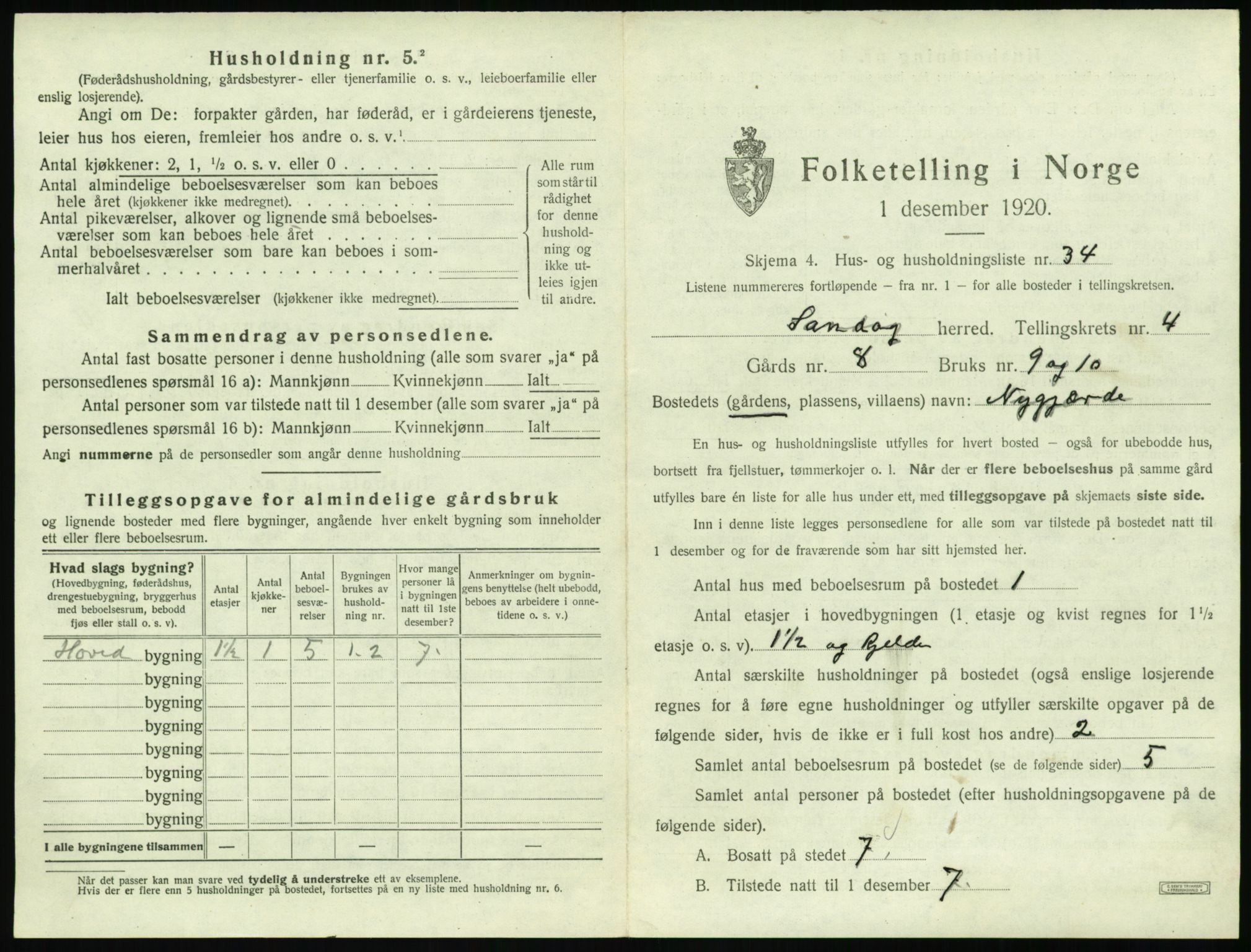 SAT, 1920 census for Sandøy, 1920, p. 234