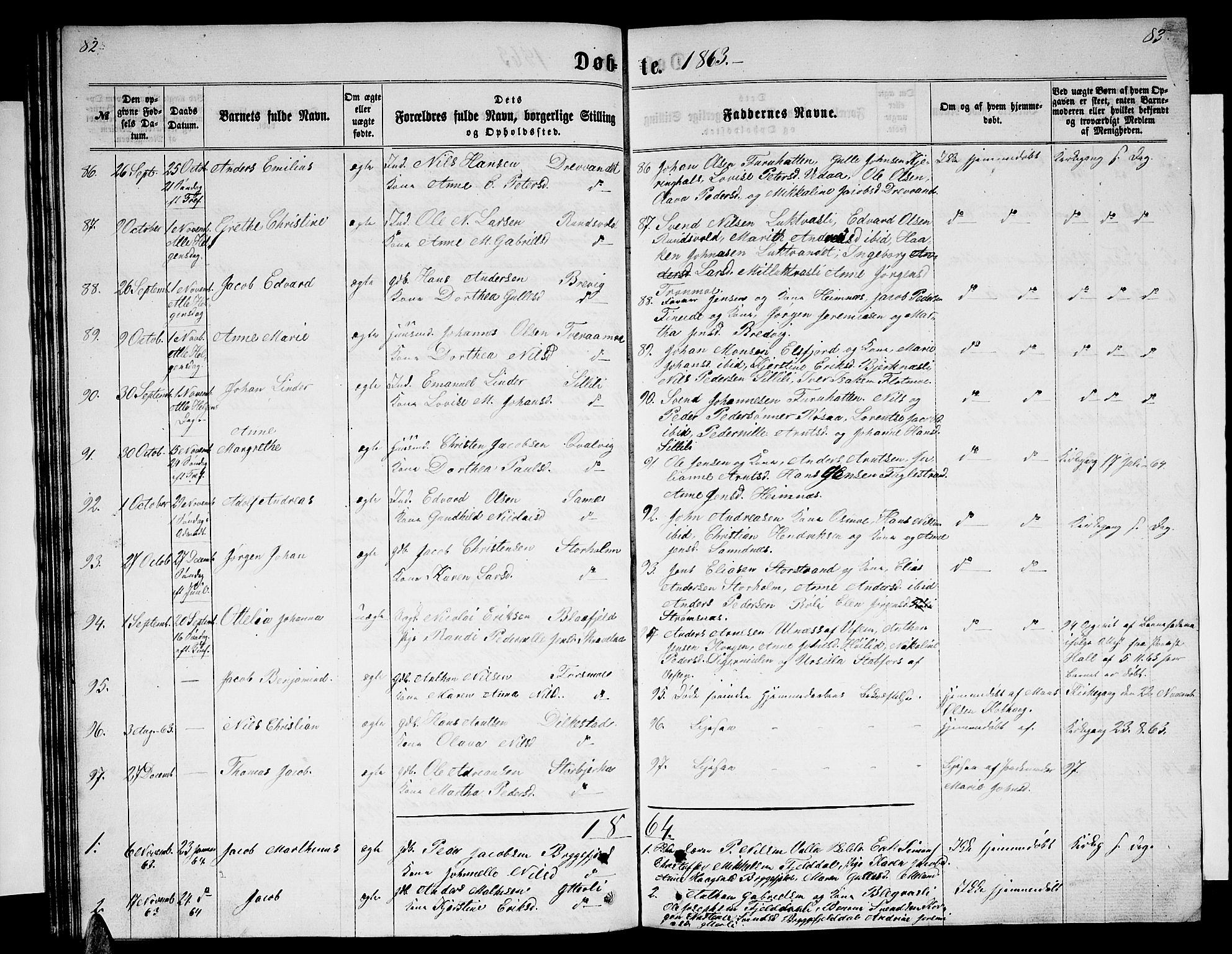 Ministerialprotokoller, klokkerbøker og fødselsregistre - Nordland, AV/SAT-A-1459/825/L0365: Parish register (copy) no. 825C02, 1858-1873, p. 82-83