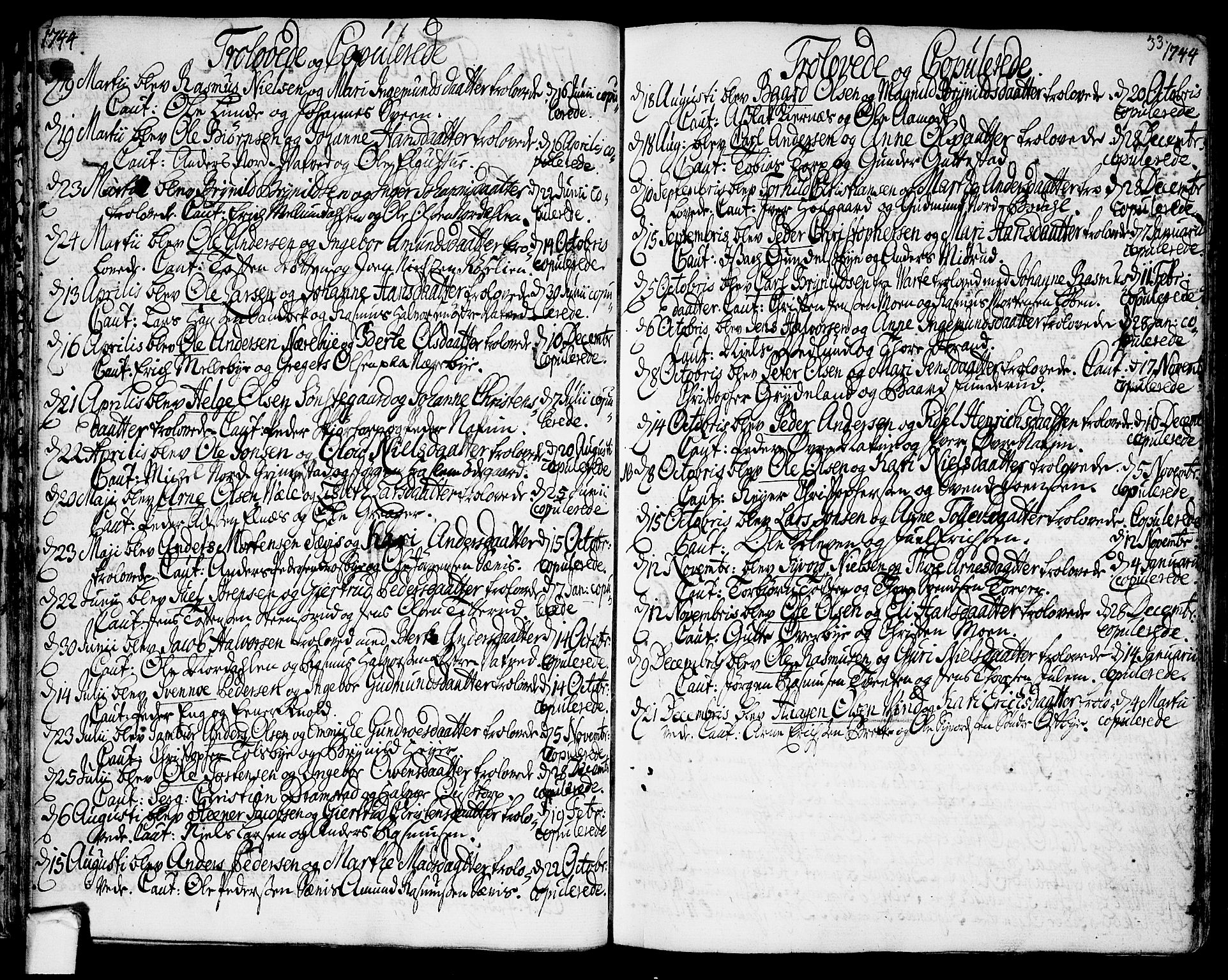 Rakkestad prestekontor Kirkebøker, AV/SAO-A-2008/F/Fa/L0002: Parish register (official) no. I 2, 1741-1751, p. 33