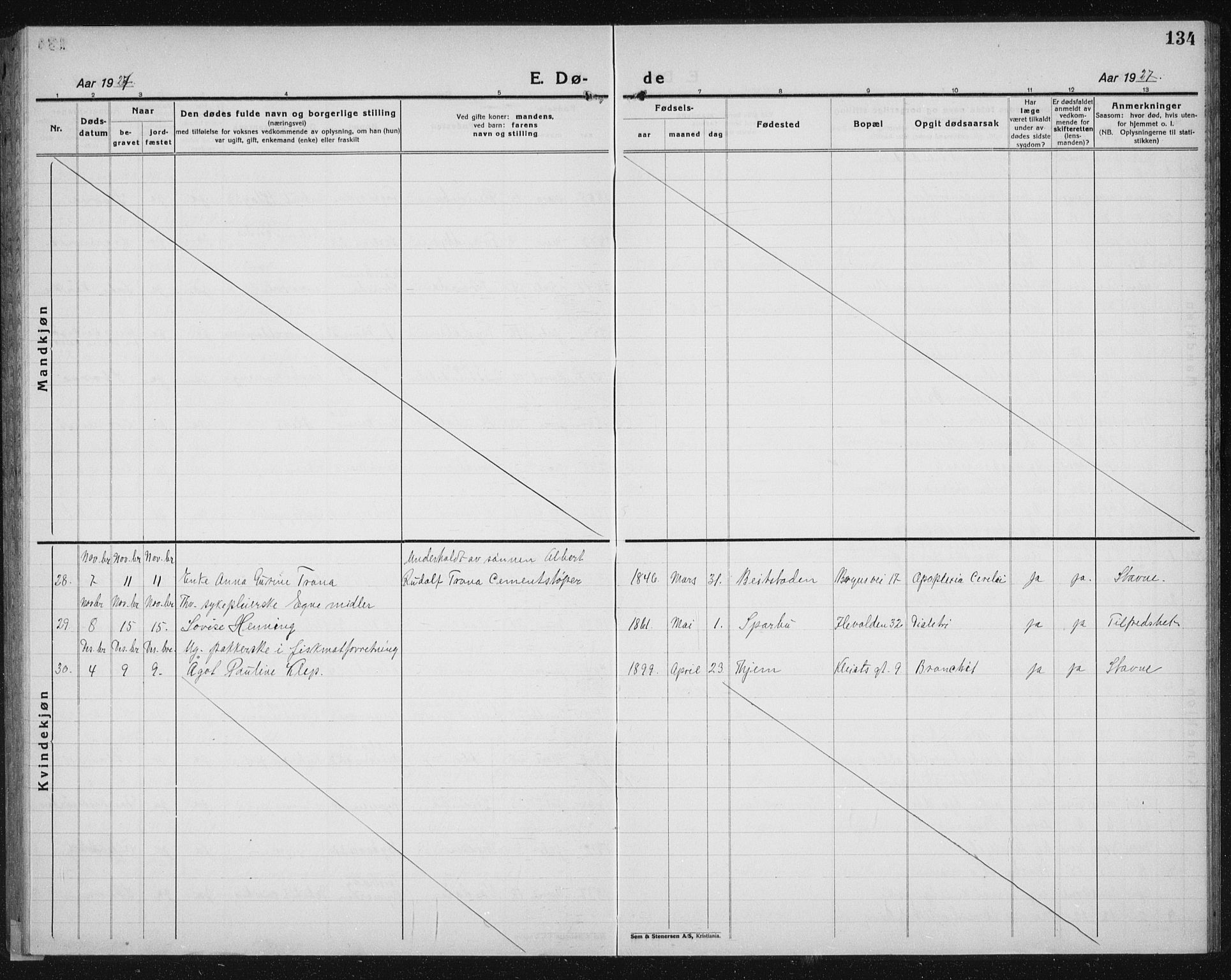 Ministerialprotokoller, klokkerbøker og fødselsregistre - Sør-Trøndelag, AV/SAT-A-1456/603/L0176: Parish register (copy) no. 603C04, 1923-1941, p. 134