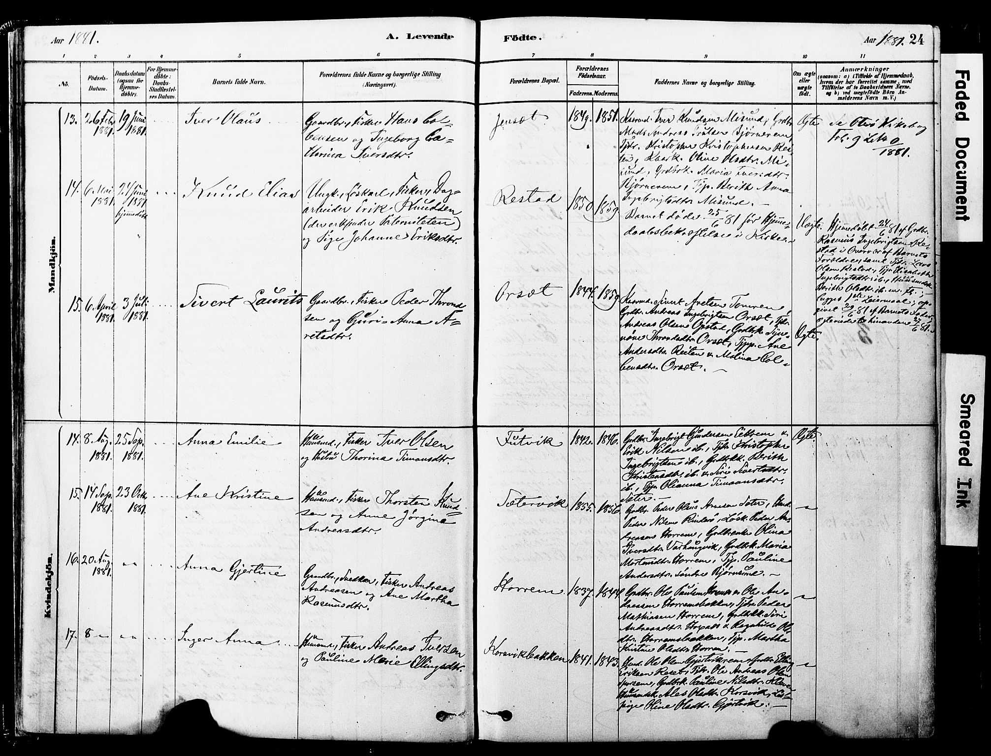 Ministerialprotokoller, klokkerbøker og fødselsregistre - Møre og Romsdal, AV/SAT-A-1454/560/L0721: Parish register (official) no. 560A05, 1878-1917, p. 24