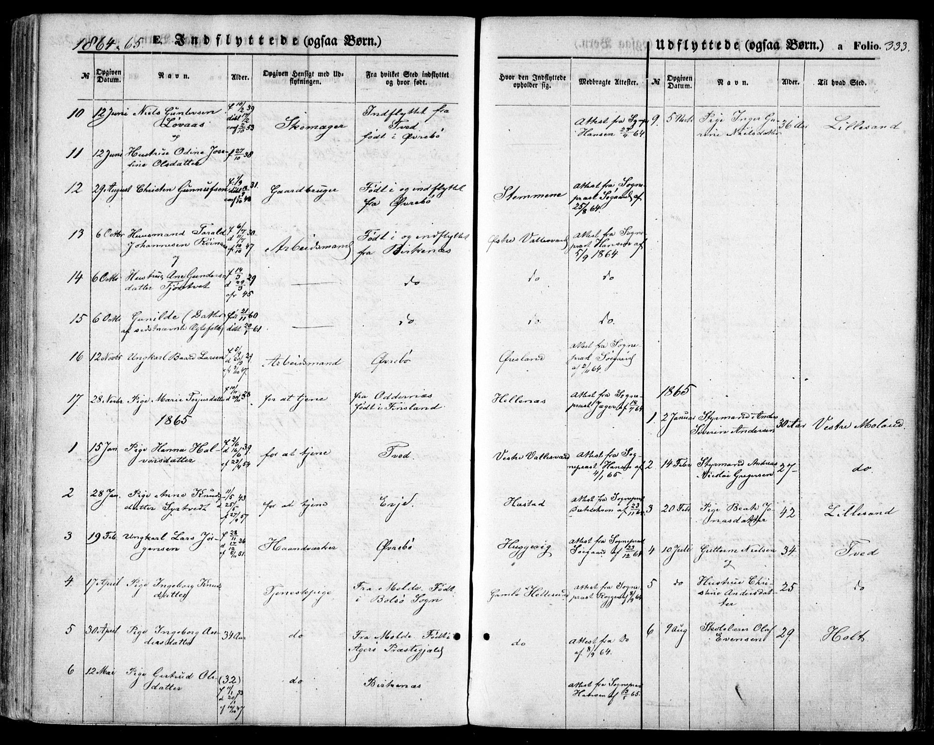 Høvåg sokneprestkontor, AV/SAK-1111-0025/F/Fa/L0004: Parish register (official) no. A 4, 1859-1877, p. 333