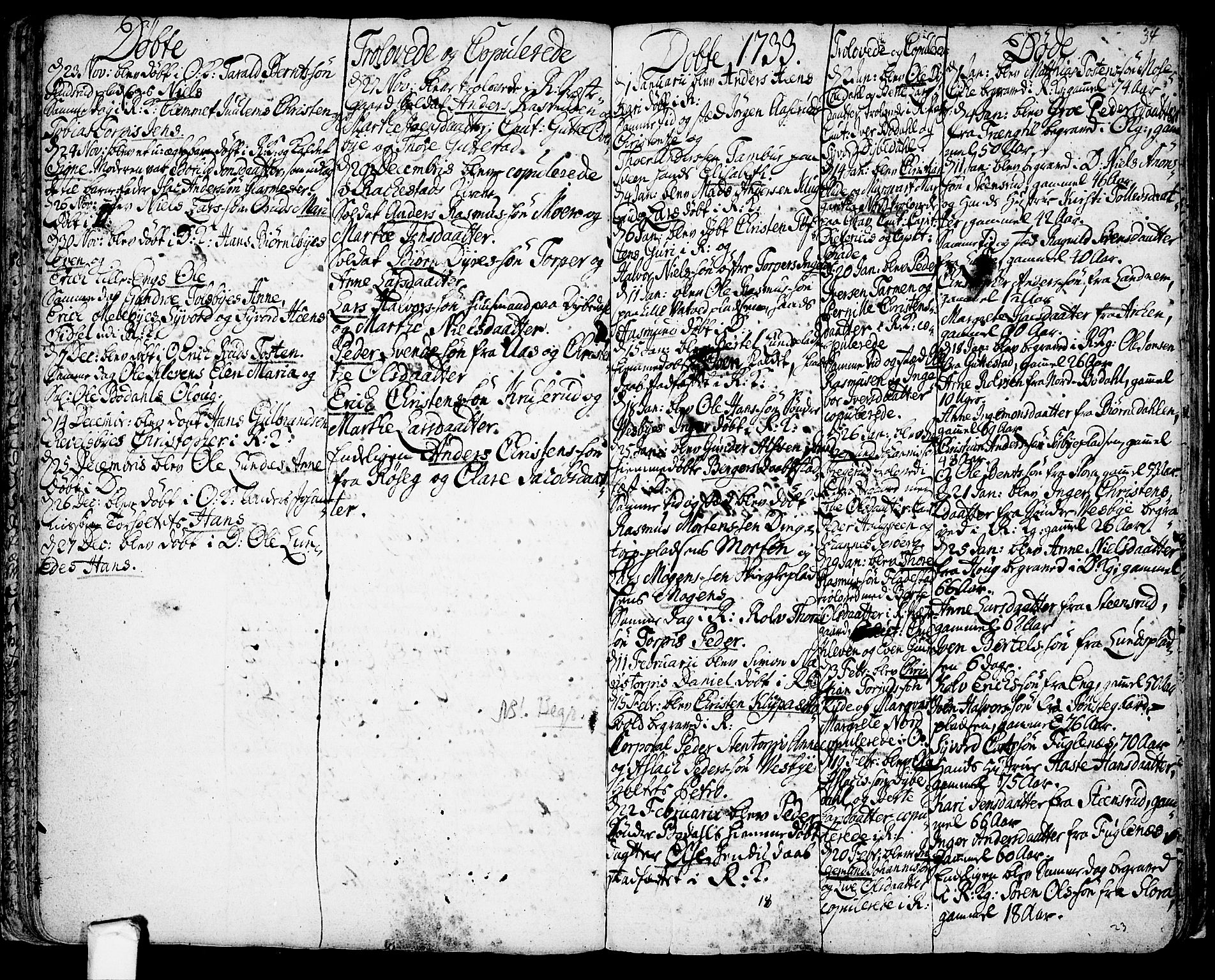 Rakkestad prestekontor Kirkebøker, AV/SAO-A-2008/F/Fa/L0001: Parish register (official) no. I 1, 1722-1740, p. 34