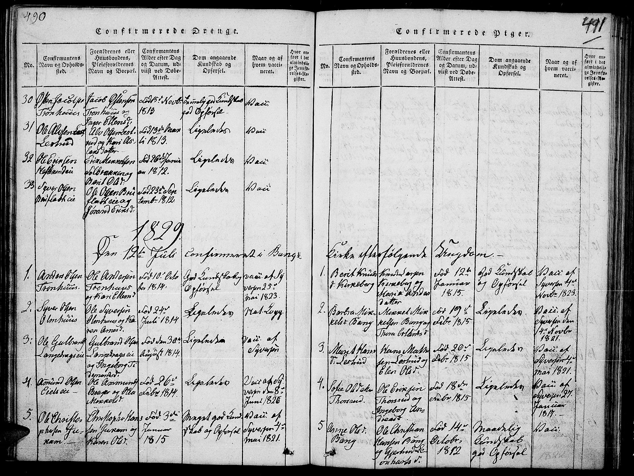 Sør-Aurdal prestekontor, SAH/PREST-128/H/Ha/Hab/L0002: Parish register (copy) no. 2, 1826-1840, p. 490-491