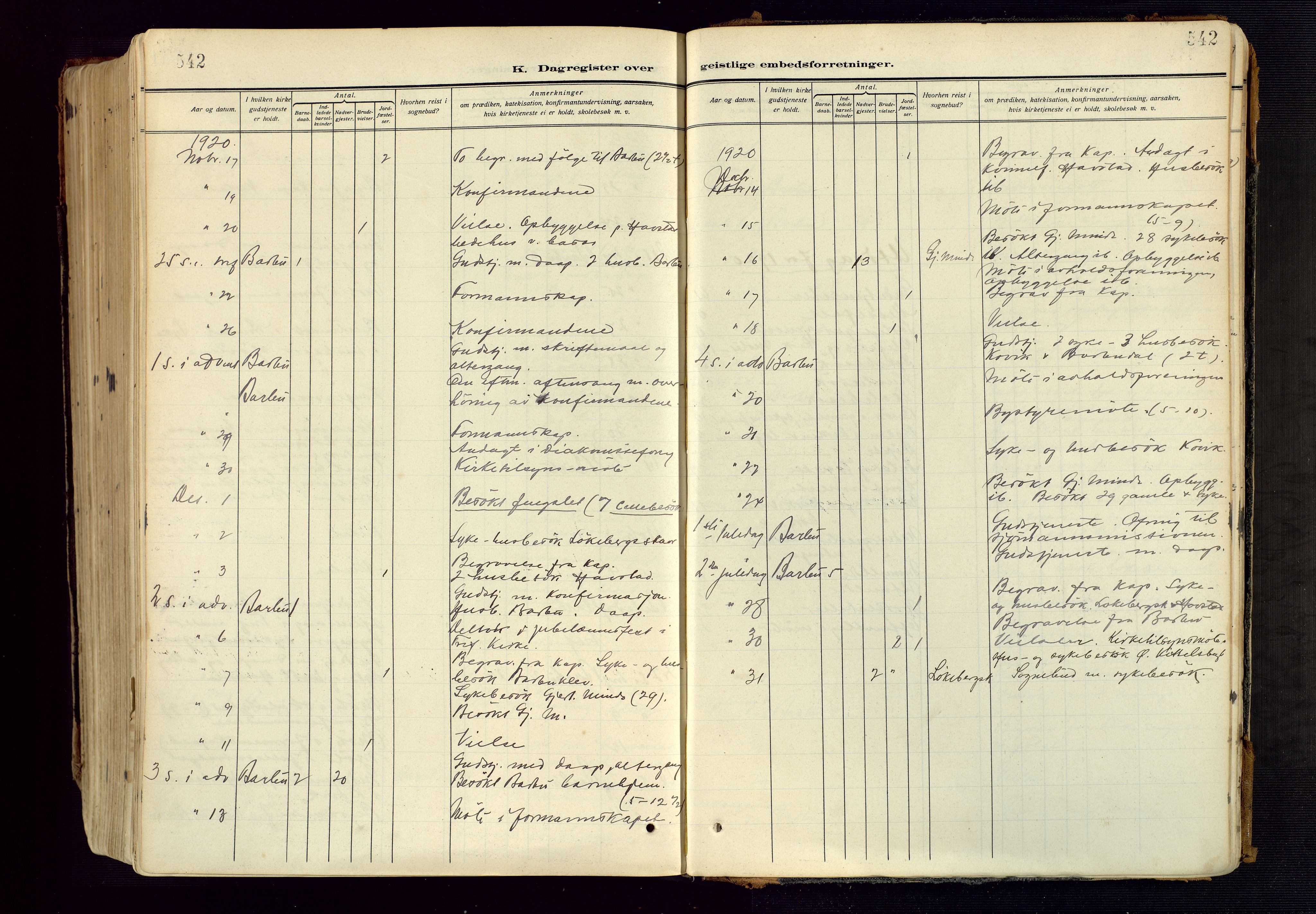 Barbu sokneprestkontor, AV/SAK-1111-0003/F/Fa/L0006: Parish register (official) no. A 6, 1910-1929, p. 542