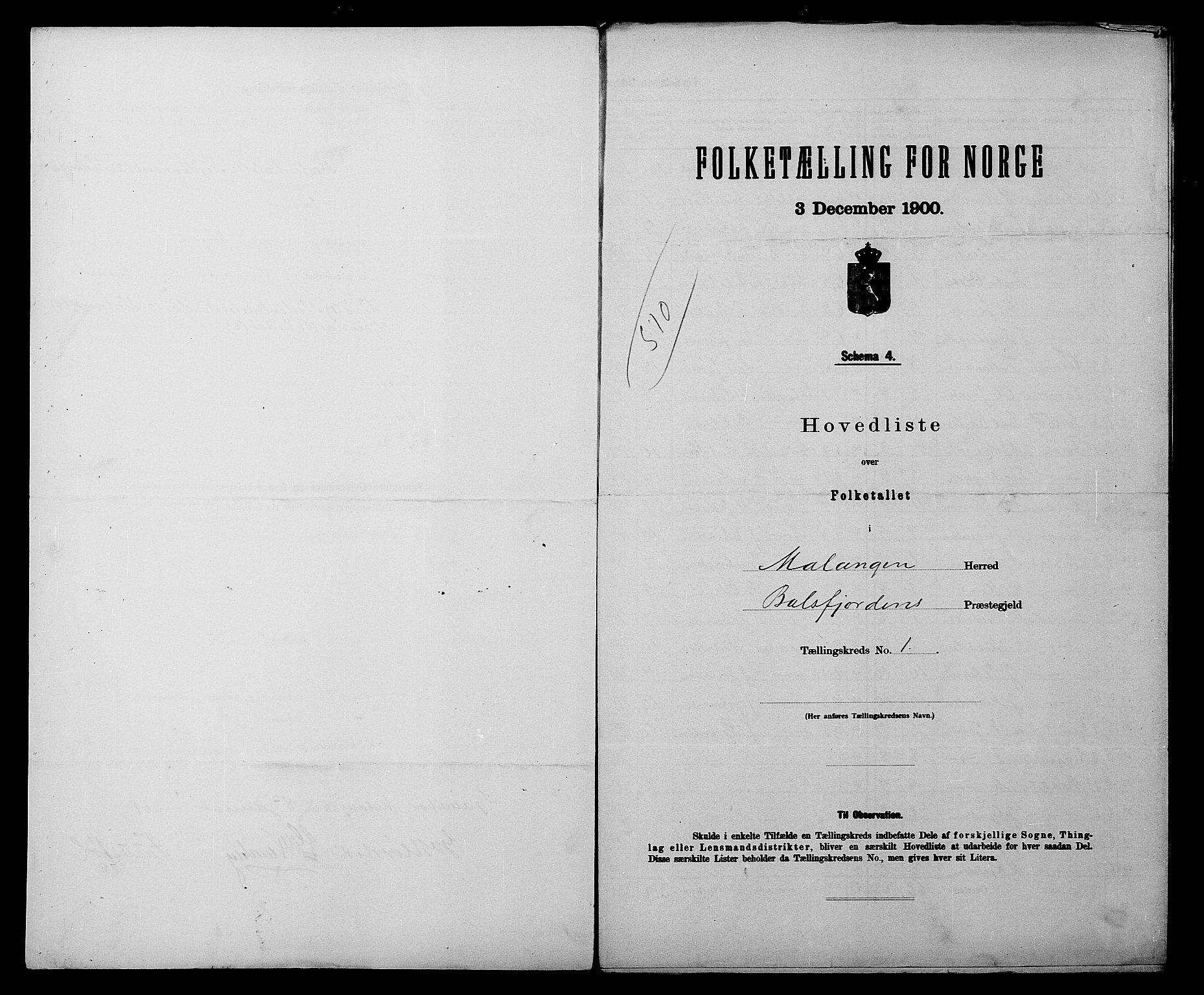 SATØ, 1900 census for Malangen, 1900, p. 4