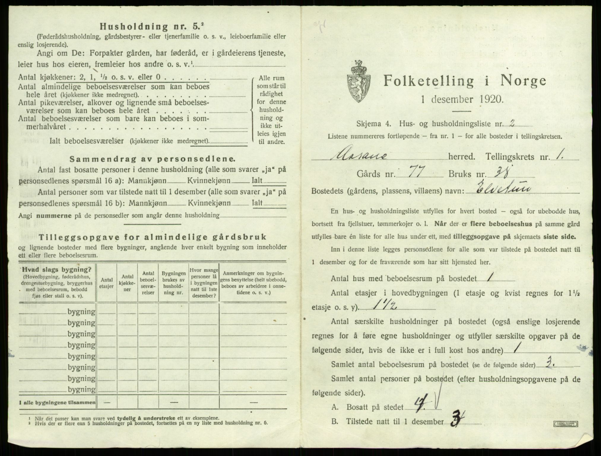 SAB, 1920 census for Åsane, 1920, p. 31