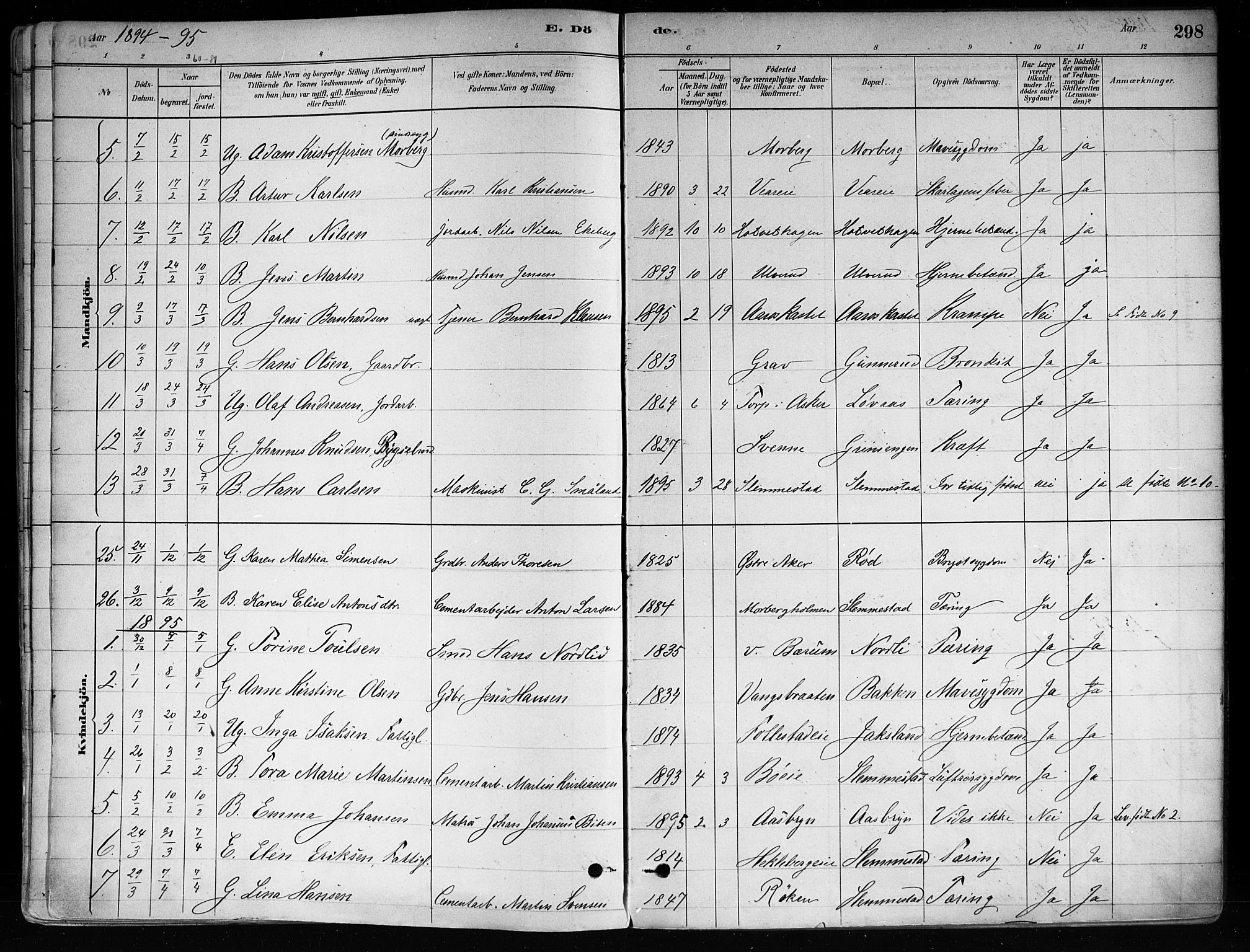 Røyken kirkebøker, SAKO/A-241/F/Fa/L0008: Parish register (official) no. 8, 1880-1897, p. 298