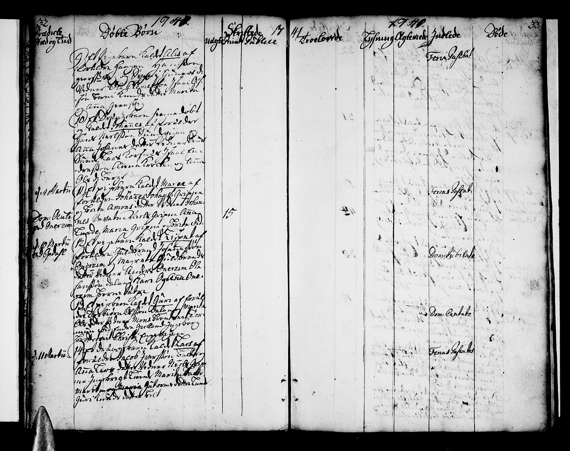 Tysnes sokneprestembete, SAB/A-78601/H/Haa: Parish register (official) no. A 3, 1740-1749, p. 32-33