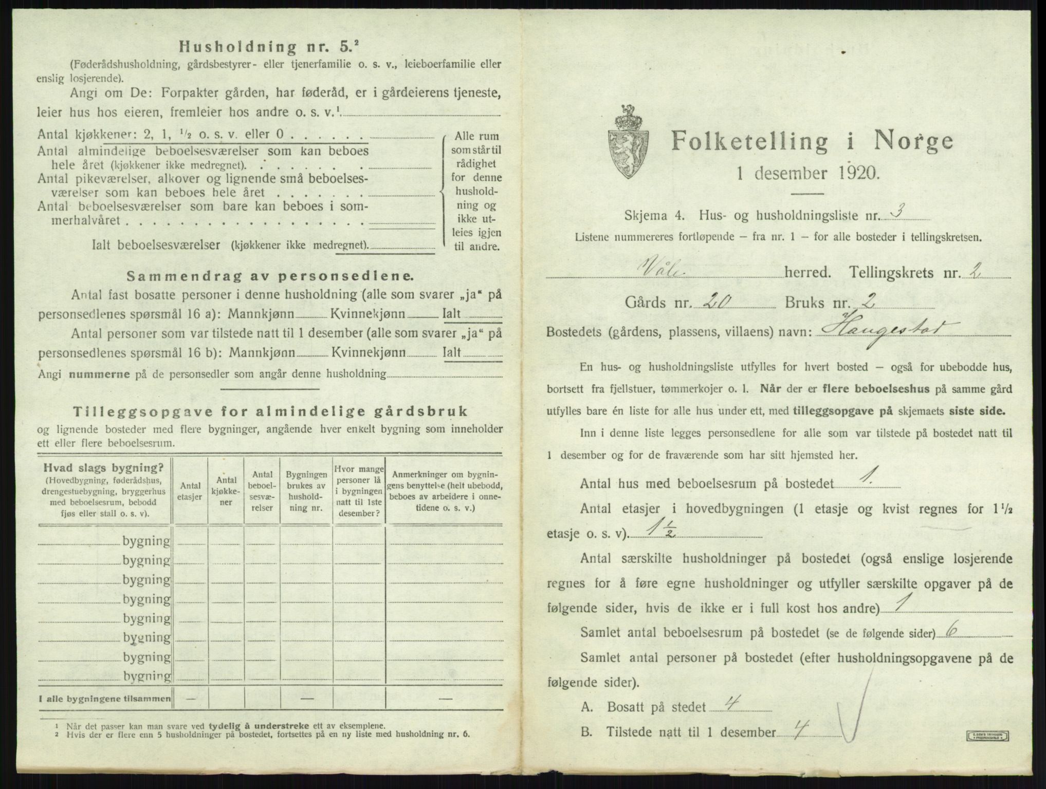 SAKO, 1920 census for Våle, 1920, p. 200