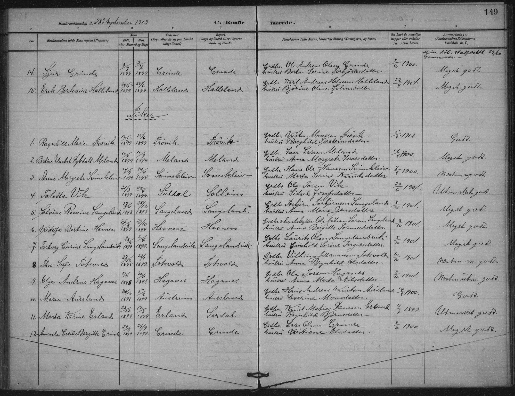 Skjold sokneprestkontor, AV/SAST-A-101847/H/Ha/Haa/L0011: Parish register (official) no. A 11, 1897-1914, p. 149