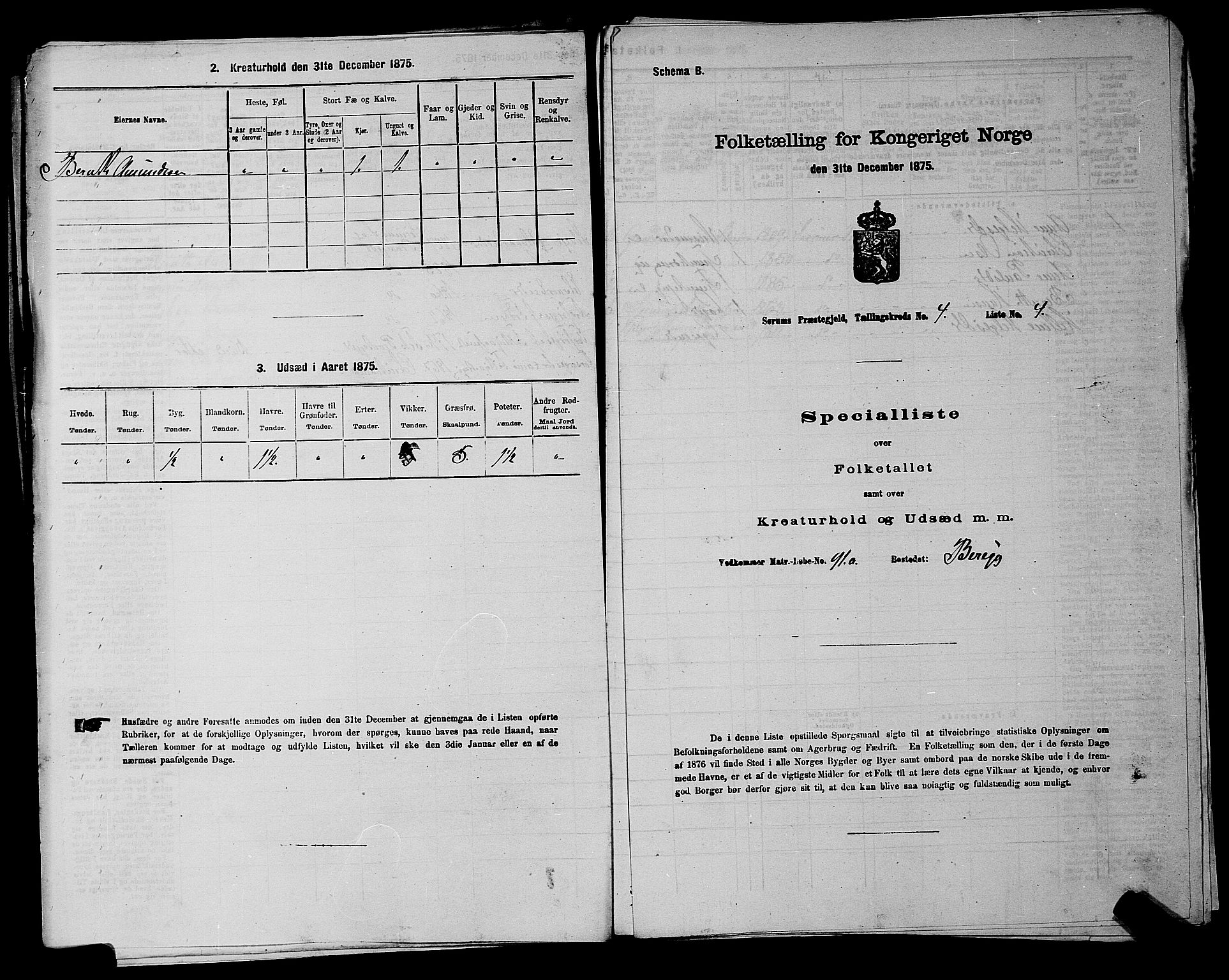 RA, 1875 census for 0226P Sørum, 1875, p. 465