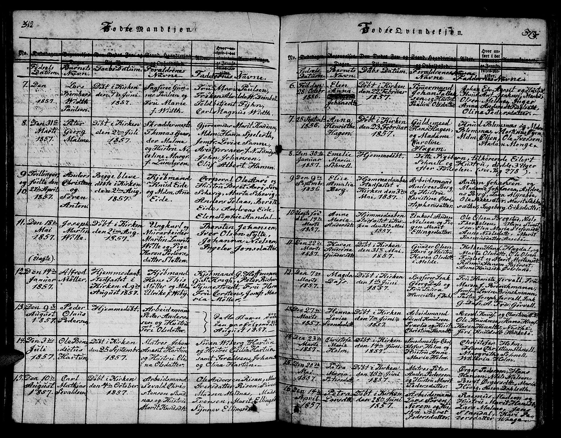 Ministerialprotokoller, klokkerbøker og fødselsregistre - Møre og Romsdal, AV/SAT-A-1454/558/L0700: Parish register (copy) no. 558C01, 1818-1868, p. 312-313