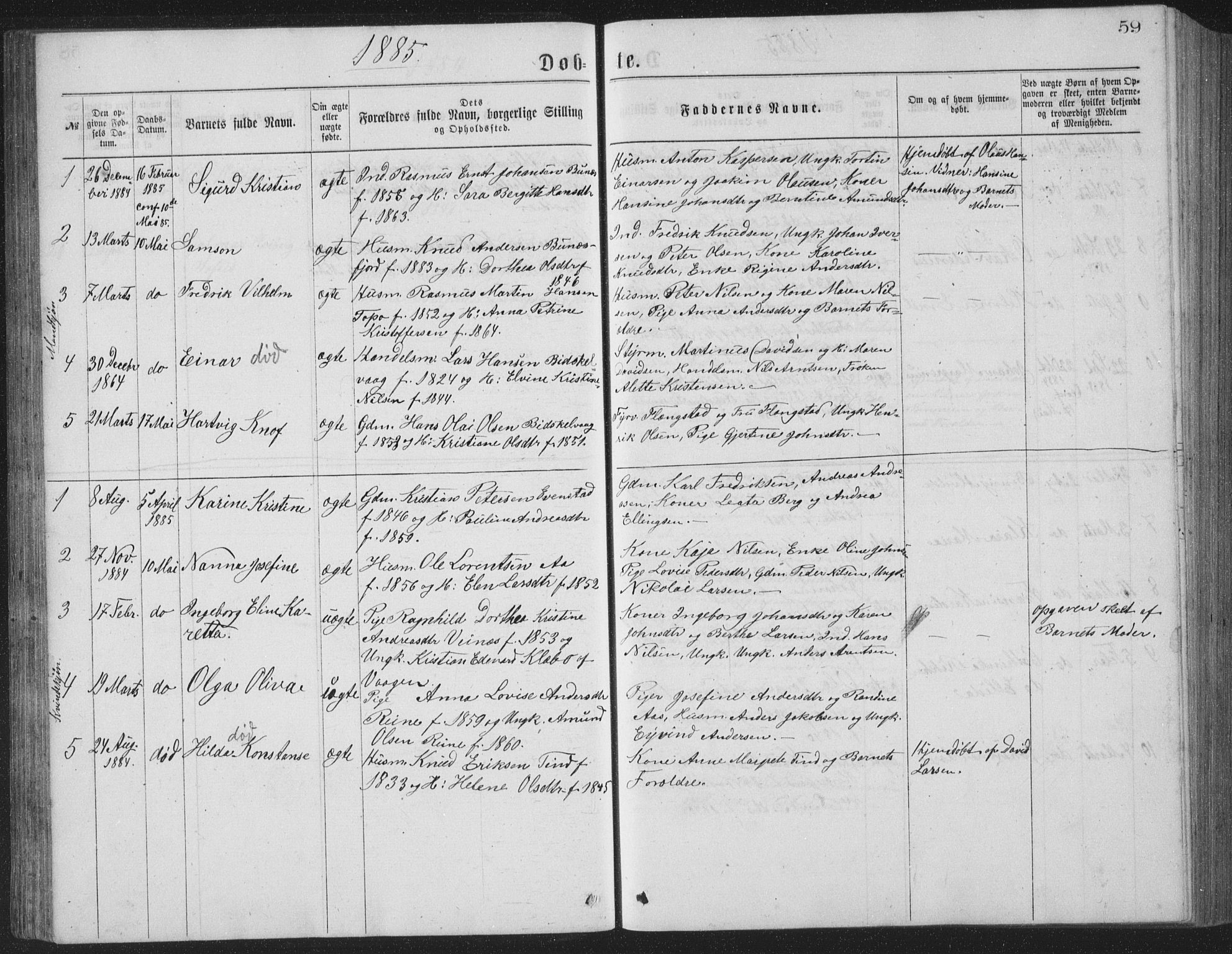 Ministerialprotokoller, klokkerbøker og fødselsregistre - Nordland, SAT/A-1459/886/L1225: Parish register (copy) no. 886C02, 1874-1896, p. 59