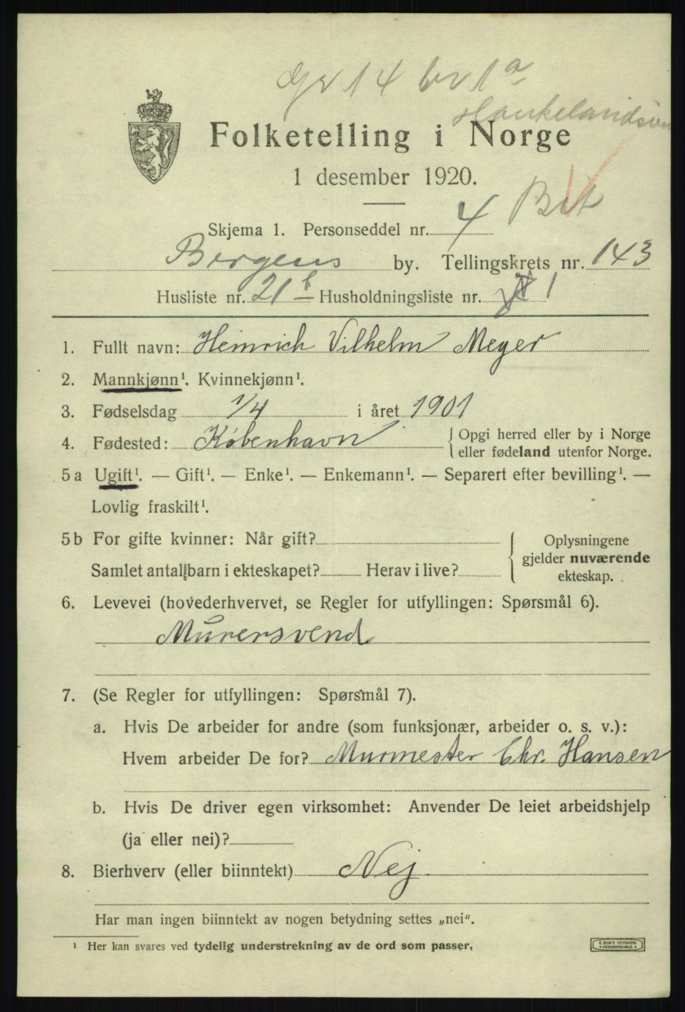 SAB, 1920 census for Bergen, 1920, p. 239359