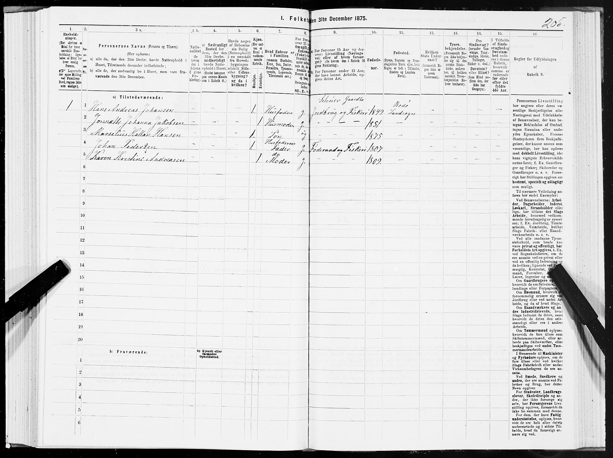 SAT, 1875 census for 1843L Bodø/Bodø, 1875, p. 2205