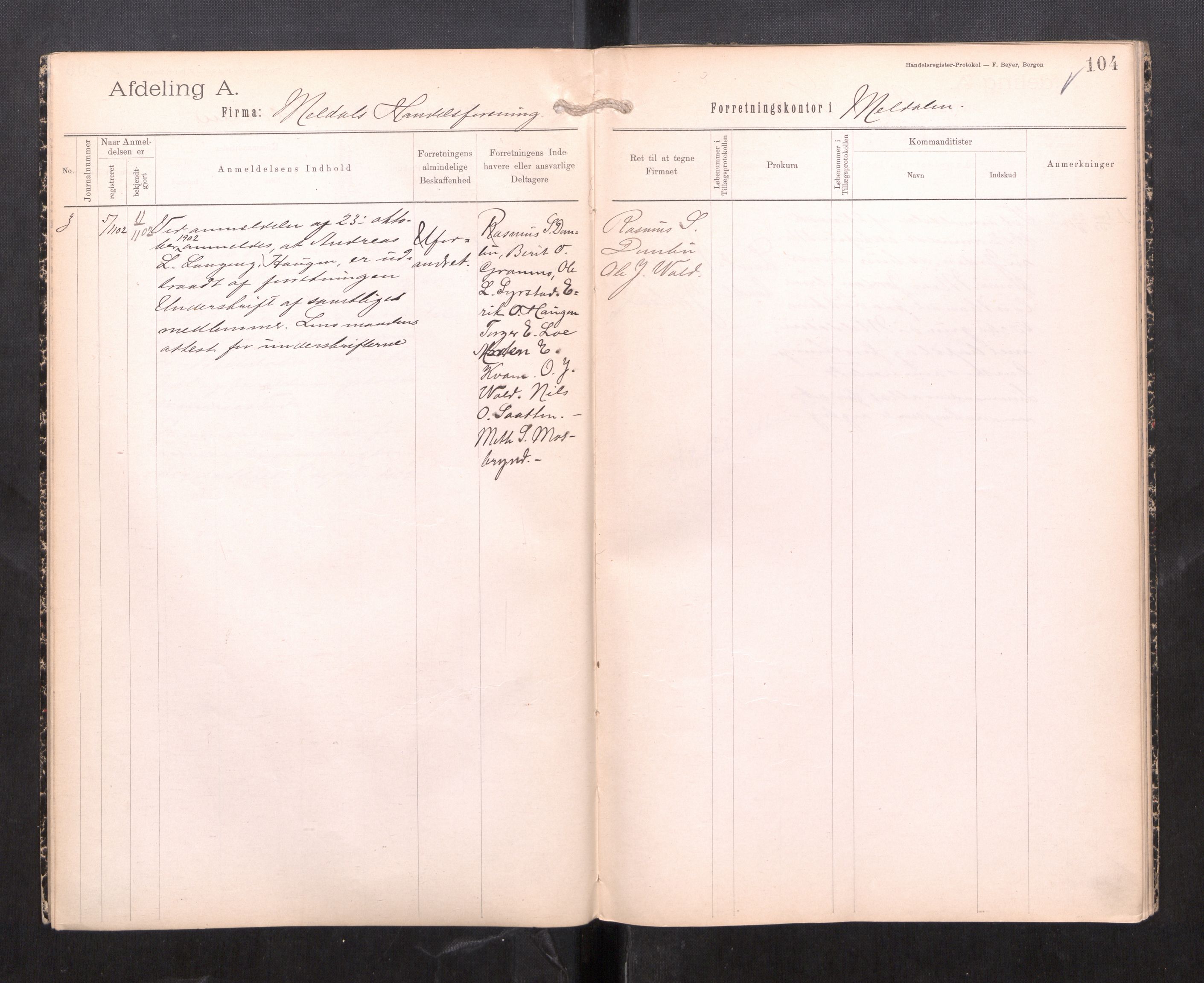 Orkdal sorenskriveri, AV/SAT-A-4169/2/J/Ja/Jaa/L0003: Firmaregister A, 1901-1913, p. 5
