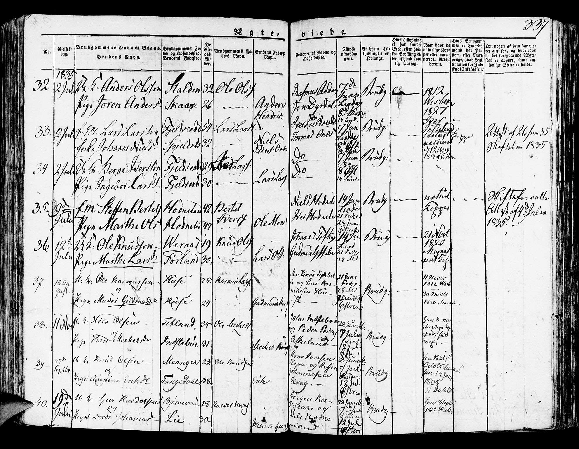 Lindås Sokneprestembete, SAB/A-76701/H/Haa: Parish register (official) no. A 8, 1823-1836, p. 337