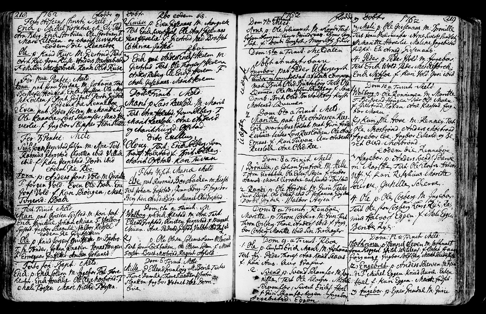 Ministerialprotokoller, klokkerbøker og fødselsregistre - Sør-Trøndelag, SAT/A-1456/672/L0851: Parish register (official) no. 672A04, 1751-1775, p. 218-219