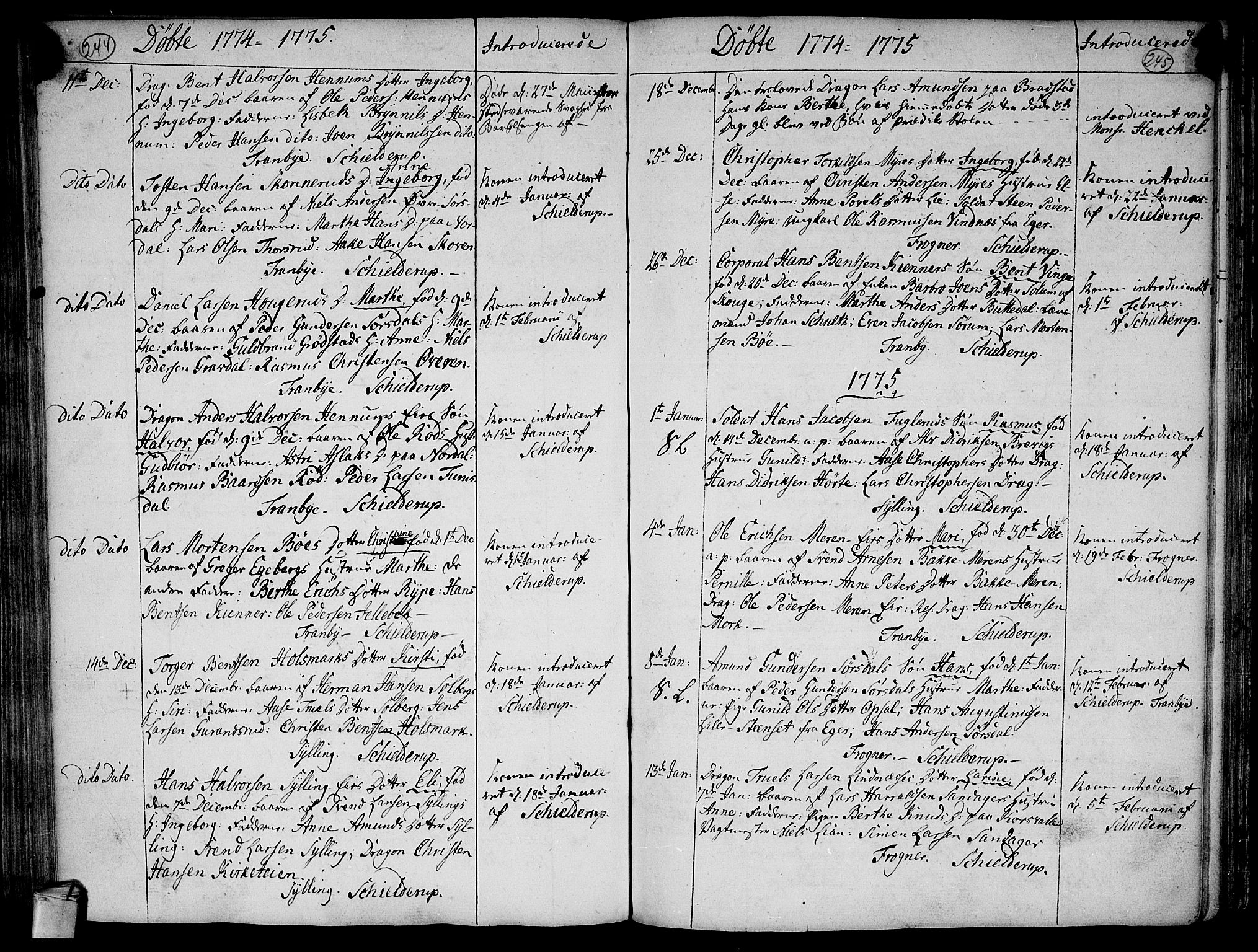 Lier kirkebøker, SAKO/A-230/F/Fa/L0005: Parish register (official) no. I 5, 1764-1777, p. 244-245
