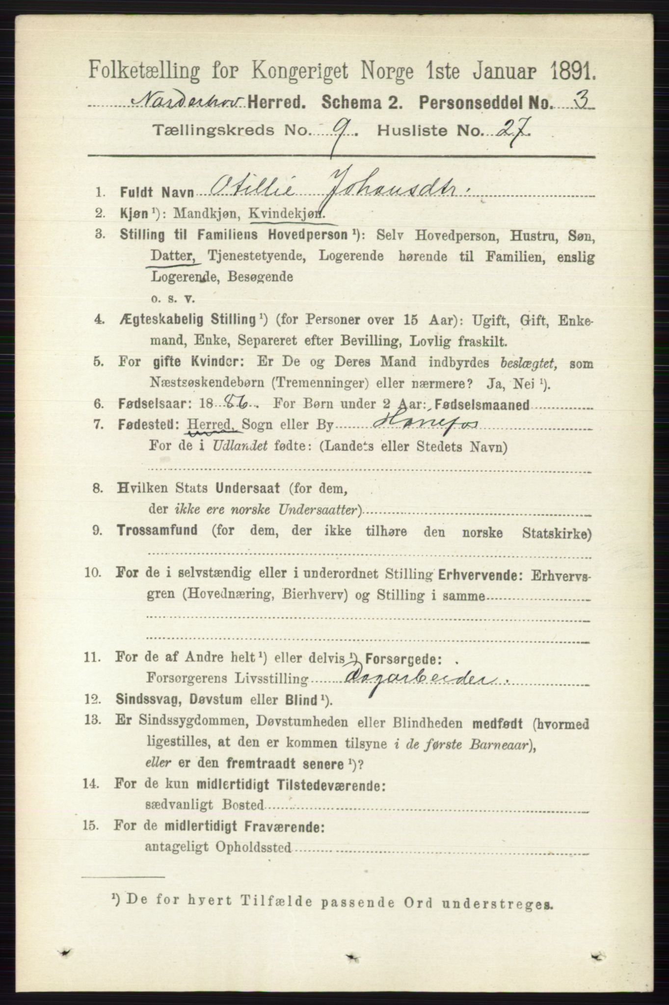 RA, 1891 census for 0613 Norderhov, 1891, p. 6767