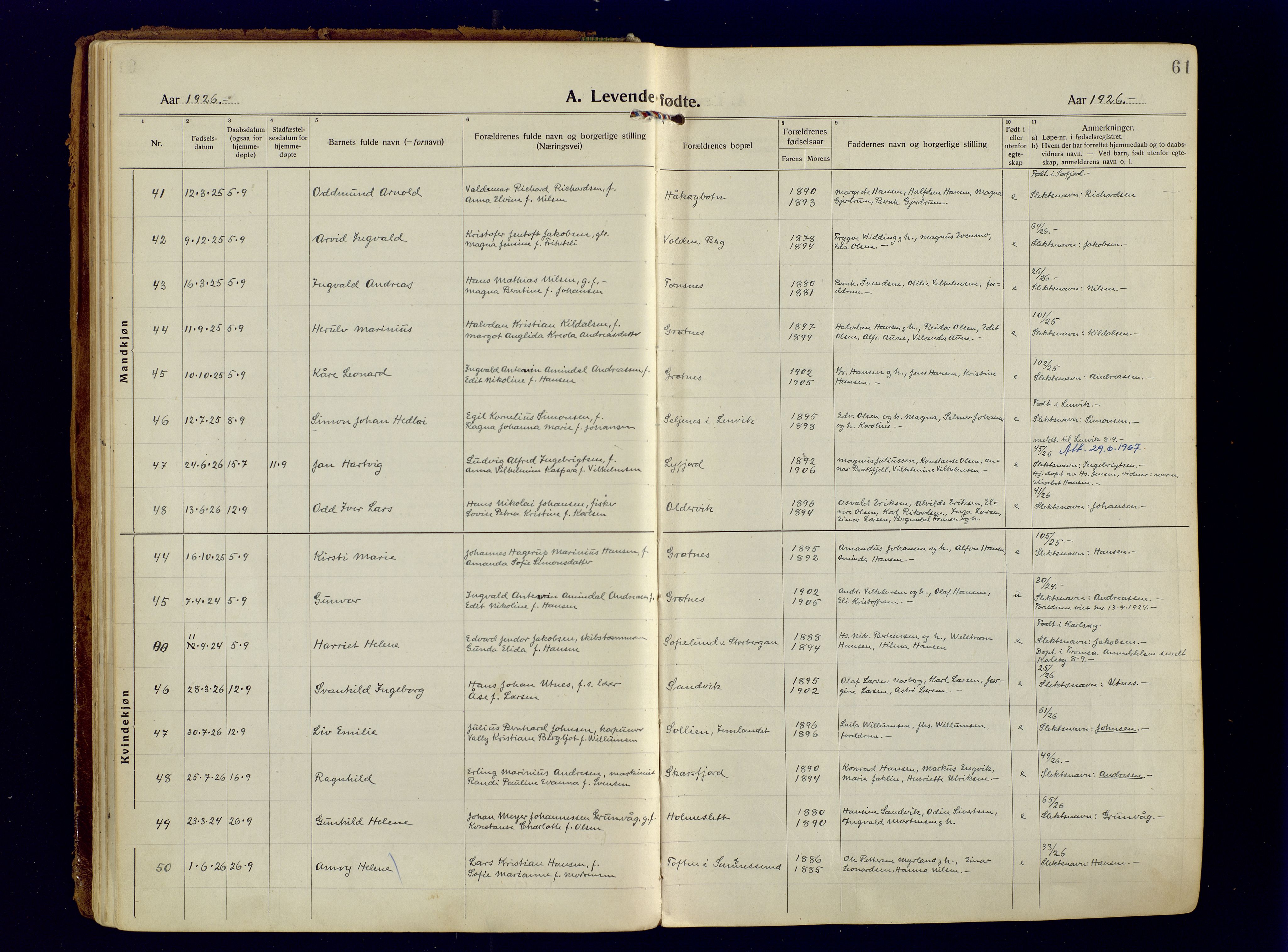 Tromsøysund sokneprestkontor, AV/SATØ-S-1304/G/Ga/L0009kirke: Parish register (official) no. 9, 1922-1934, p. 61