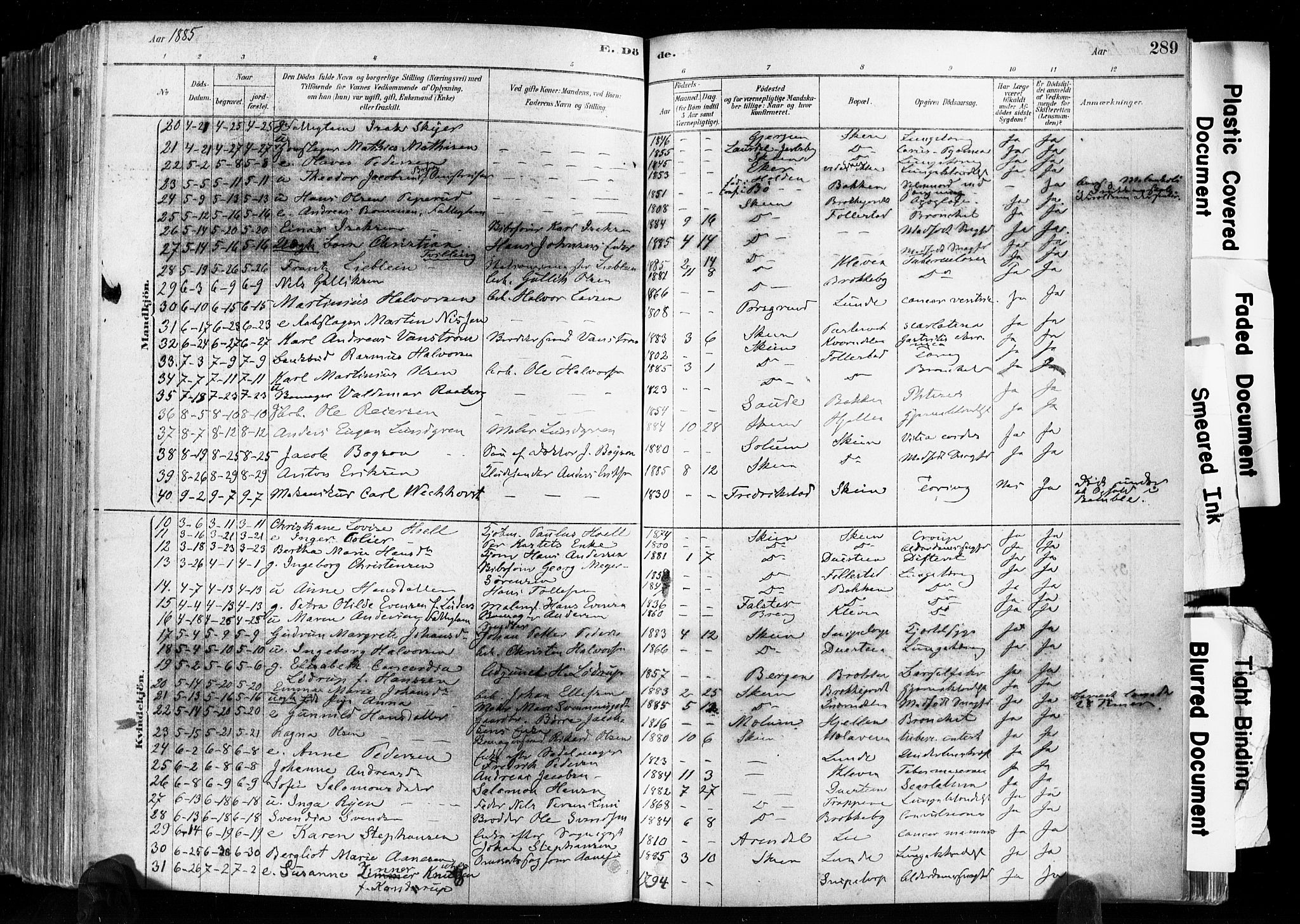 Skien kirkebøker, SAKO/A-302/F/Fa/L0009: Parish register (official) no. 9, 1878-1890, p. 289
