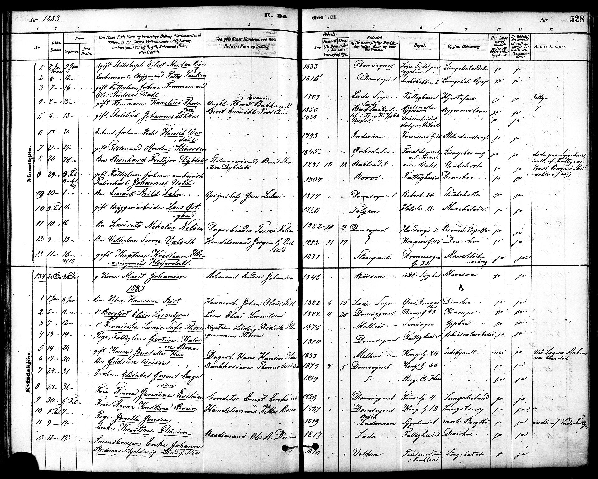 Ministerialprotokoller, klokkerbøker og fødselsregistre - Sør-Trøndelag, SAT/A-1456/601/L0058: Parish register (official) no. 601A26, 1877-1891, p. 528