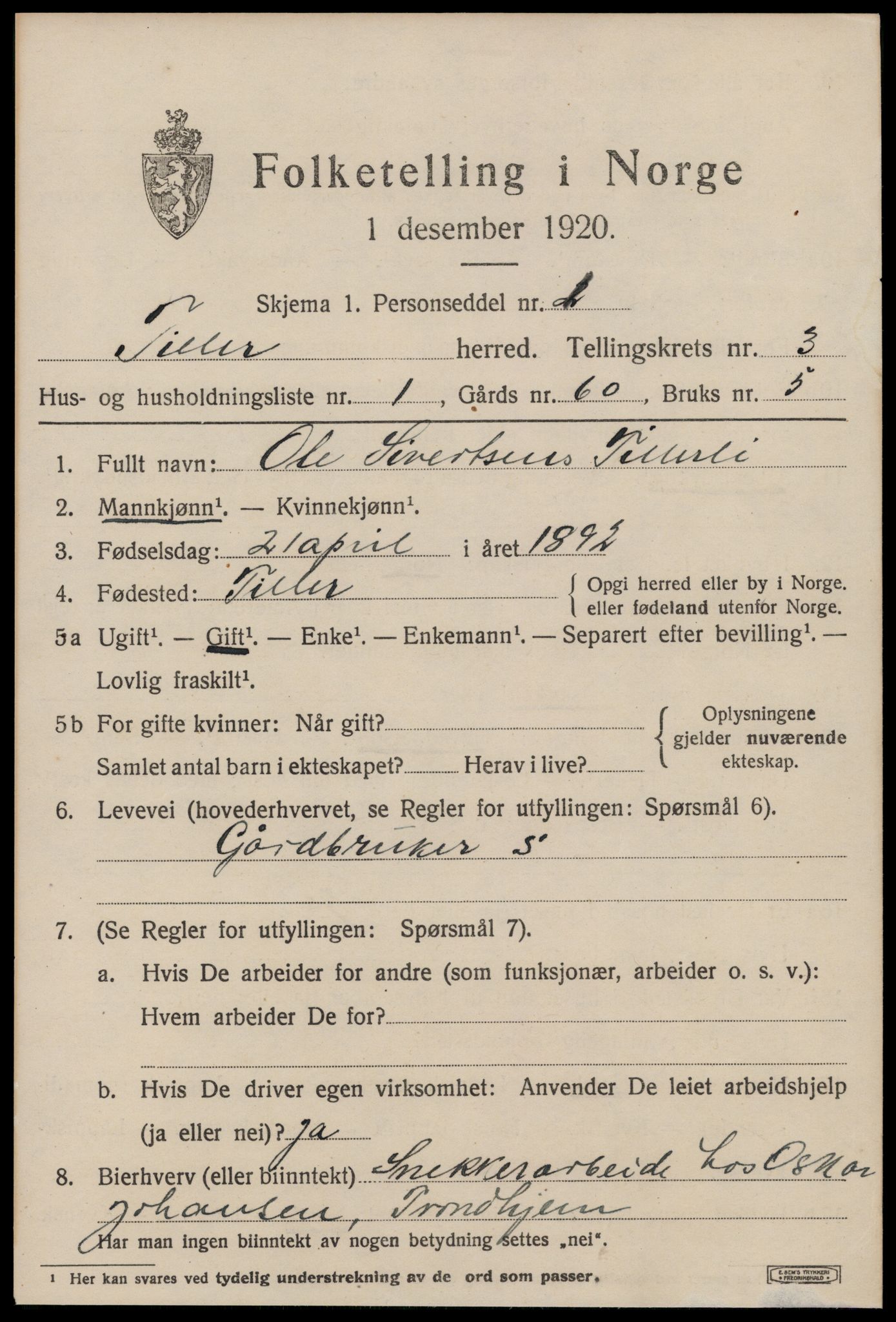 SAT, 1920 census for Tiller, 1920, p. 1841