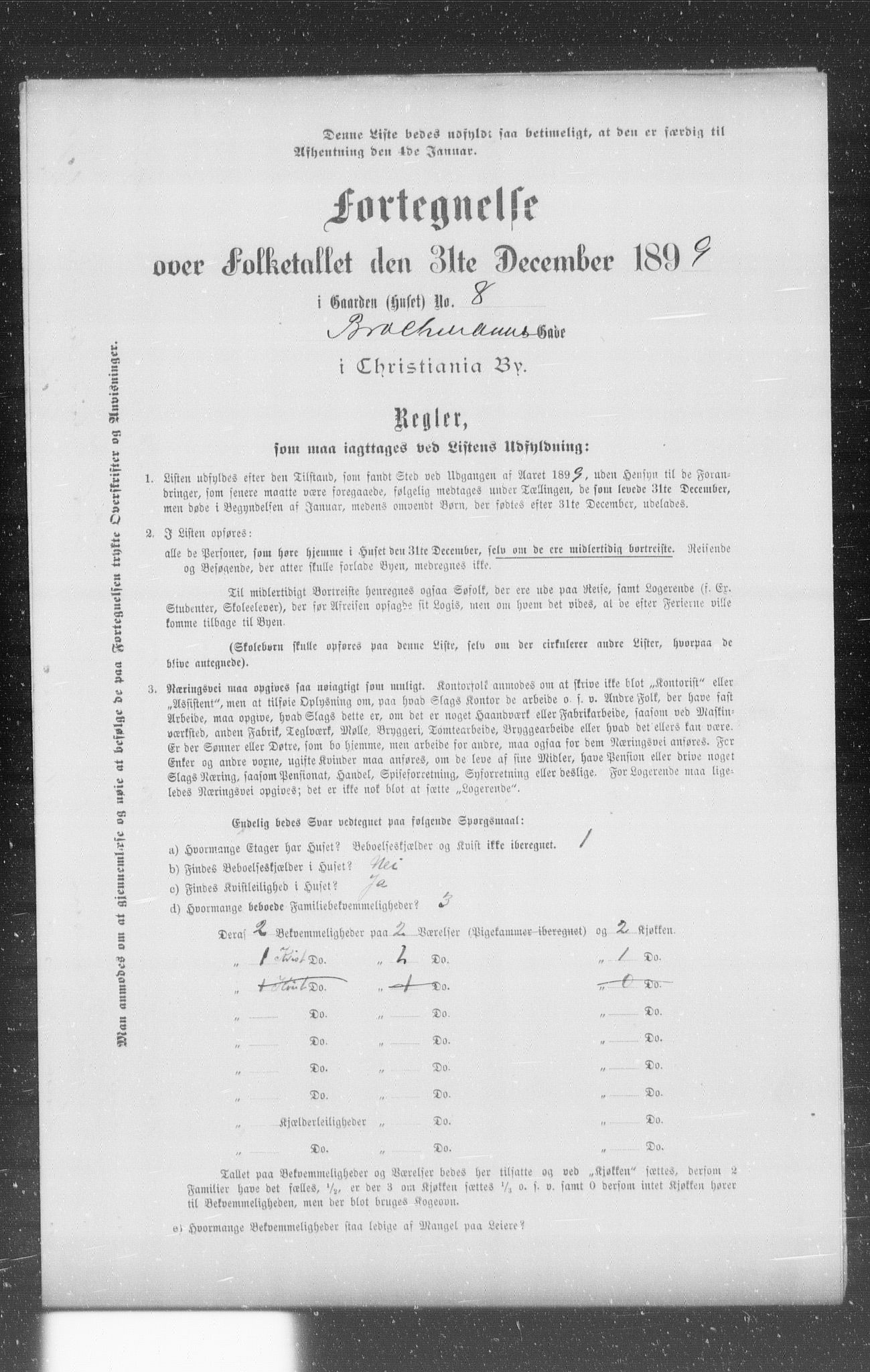 OBA, Municipal Census 1899 for Kristiania, 1899, p. 1303