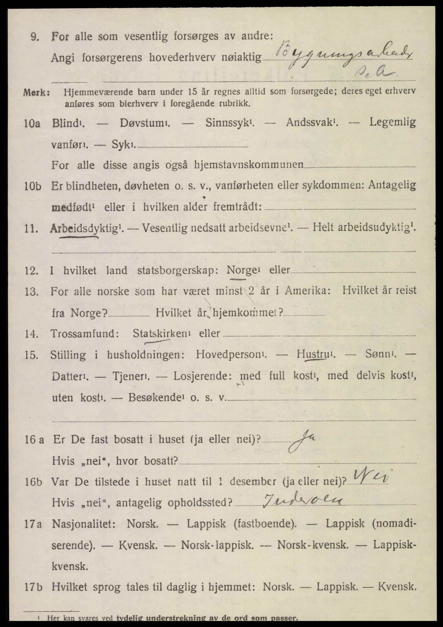 SAT, 1920 census for Sparbu, 1920, p. 4168